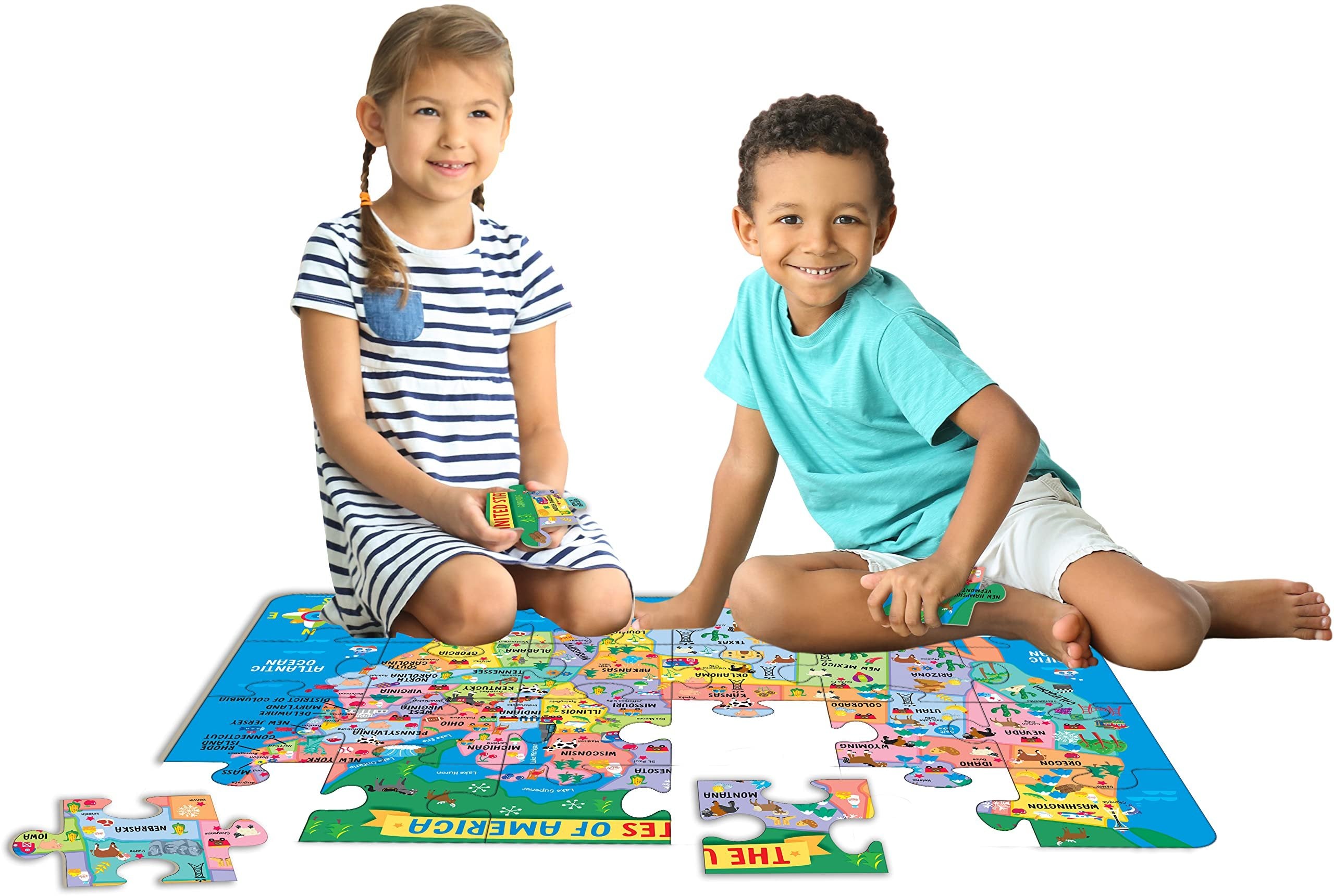 Bendon United States of America Map Jumbo Jigsaw Floor Puzzle (24 pcs, 3 x 2 feet Long) - Kids Map Puzzles, Large Floor Puzzles for Preschoolers and Kids Ages 3+