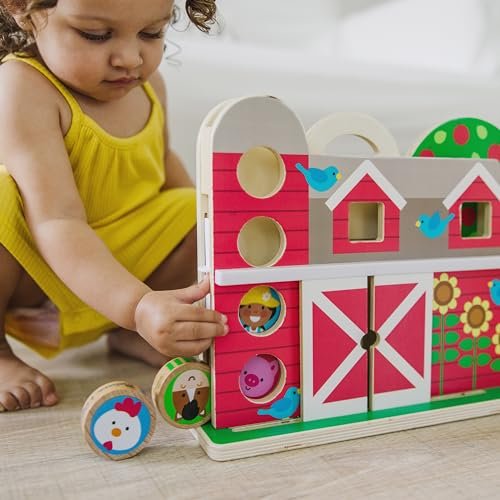 Melissa & Doug GO Tots Wooden Barnyard Tumble with 4 Disks - FSC Certified