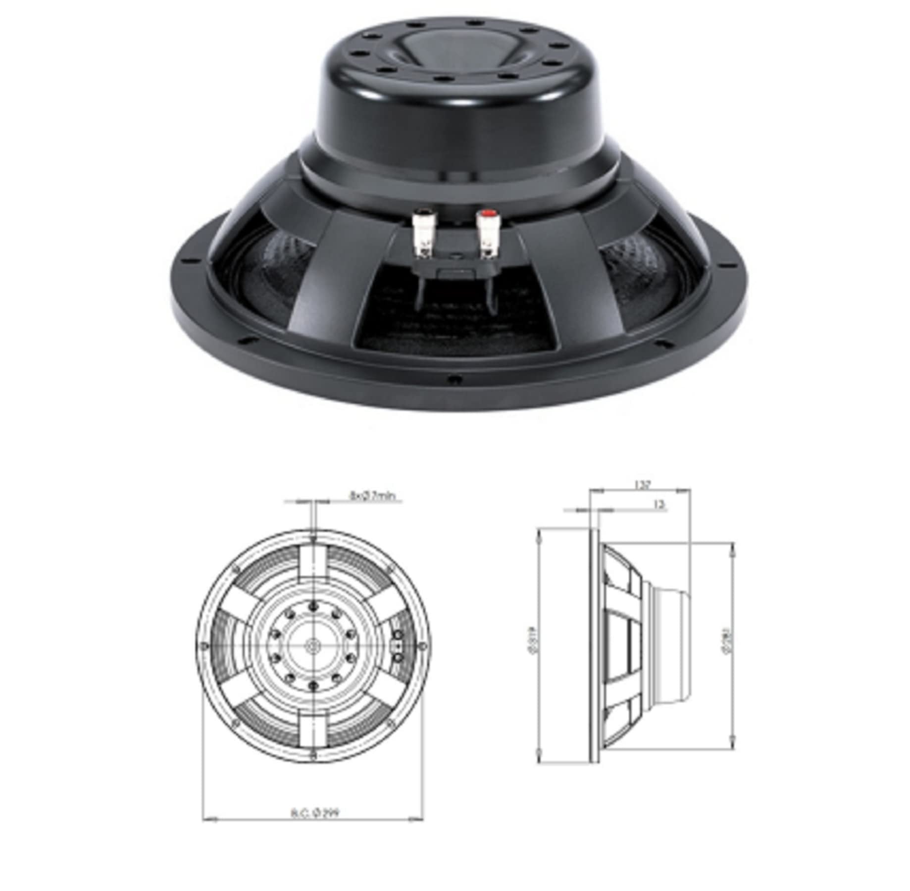 B & C Speakers 12NW100-8 LF Drivers 12 inch NEO WOOFER 8 Ohm Neodymium Inside Slug Magnet 2000 Watts Power Capacity 100-mm Copper Voice Coil