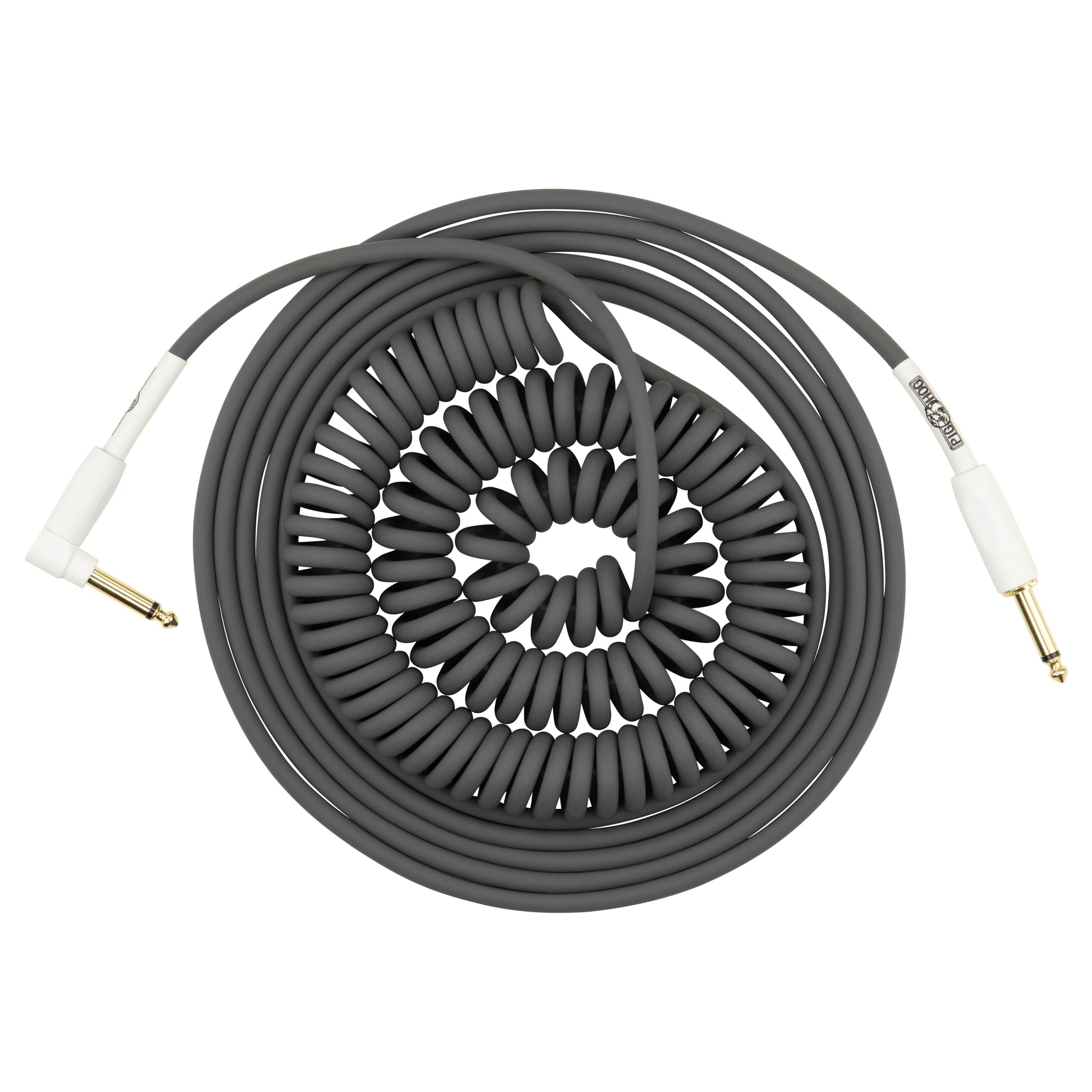 Pig Hog PHCC30GR Half Coil Instrument Cable 30ft, Charcoal Grey