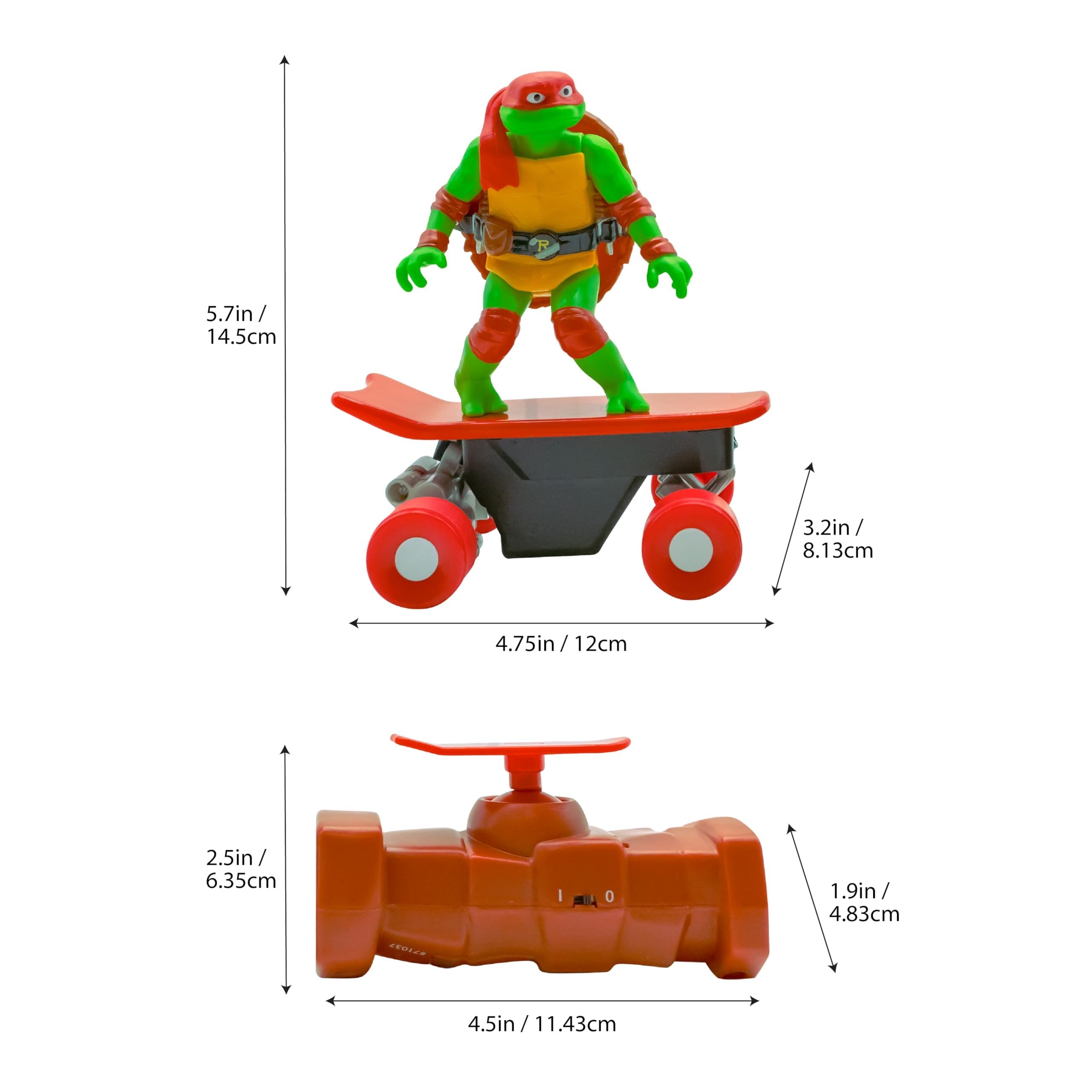 Teenage Mutant Ninja Turtles Toy, Raphael Half Pipe RC Skate Vehicle with Tricks, 2.4 GHz Remote Control TMNT Ninja Turtle Toy, Mutant Mayhem, Ages 5+
