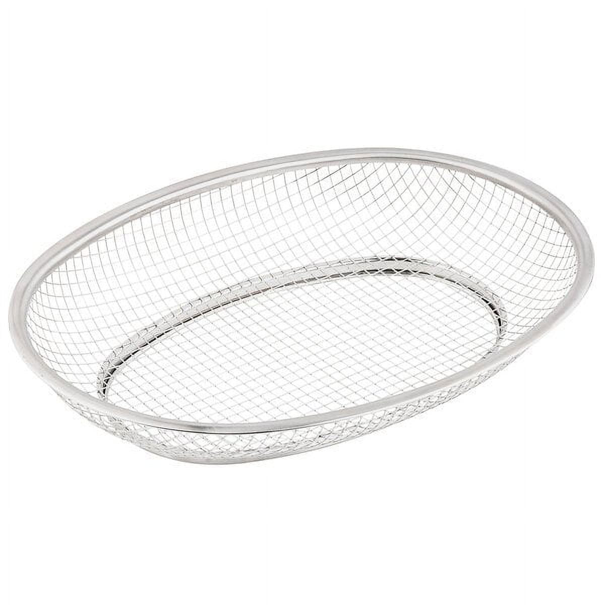 Tablecraft 123473 11 1/4" x 7 3/4" x 2" Oval Chicago Platter Stainless Steel Basket