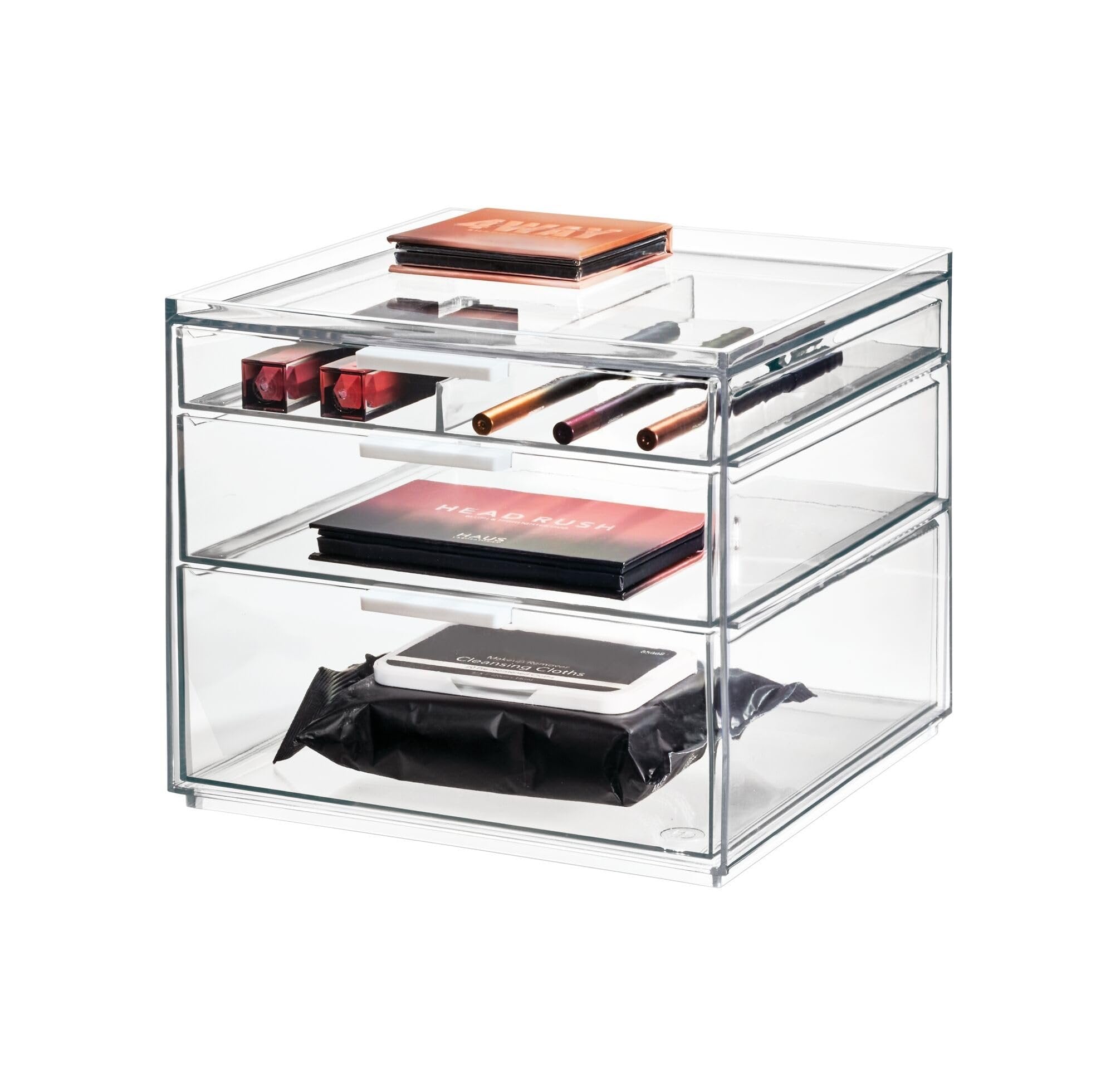 iDesign The Sarah Tanno Collection Tall Plastic Cosmetic Drawer Organizer, Clear