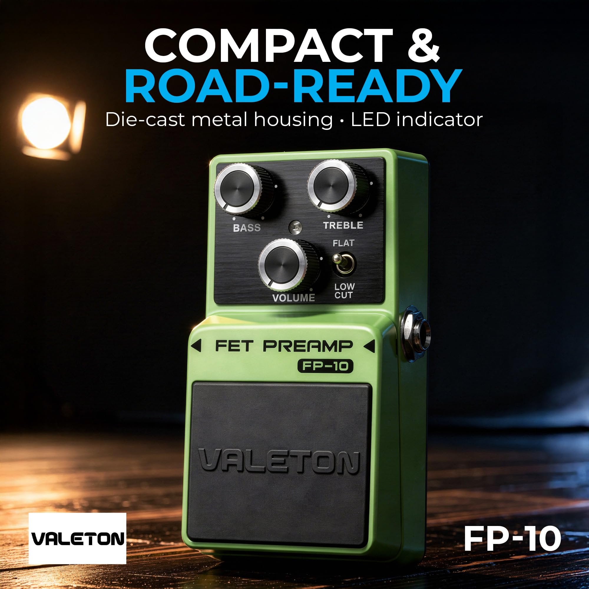 Valeton FET Analog Preamp Guitar Pedal – 26dB Clean Boost with 2 Band EQ and Low Cut Switch, Analog Signal Path, Compact Metal Guitar Distortion Effects Pedal for Tone Shaping and Gain Booster (FP-10)
