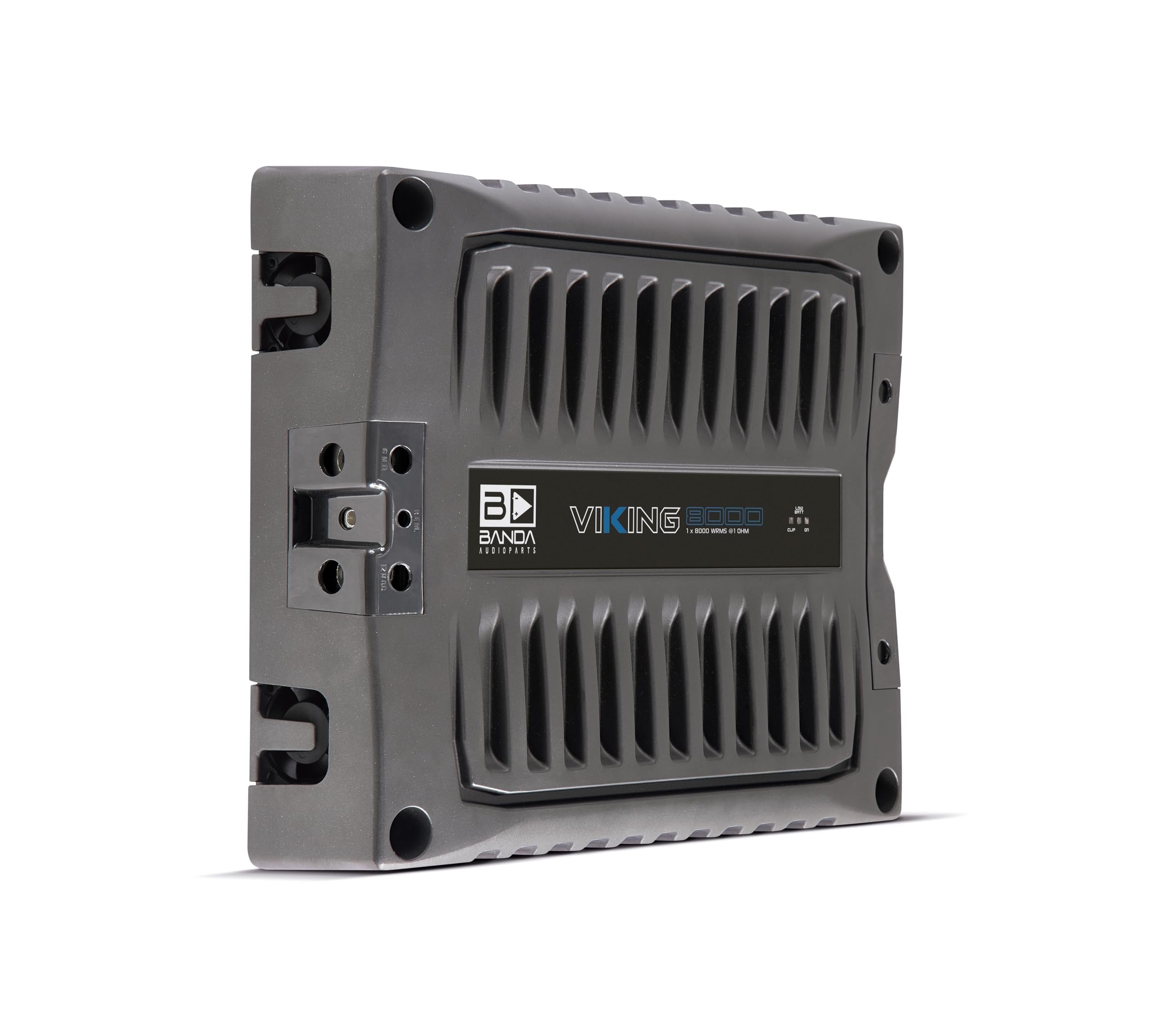 Banda 1-Channel Vehicle Audio Bass Amplifier - High-Powered Mono Bass Amplifier w/Subsonic Filter and Low Pass Filter Stable at 1 ohm, LED Indicators, Sound Specialization - BANDA VIKING8001