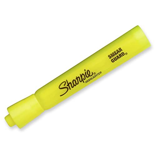 SHARPIE Tank Style Highlighters, Chisel Tip, Fluorescent Yellow, 4 Count