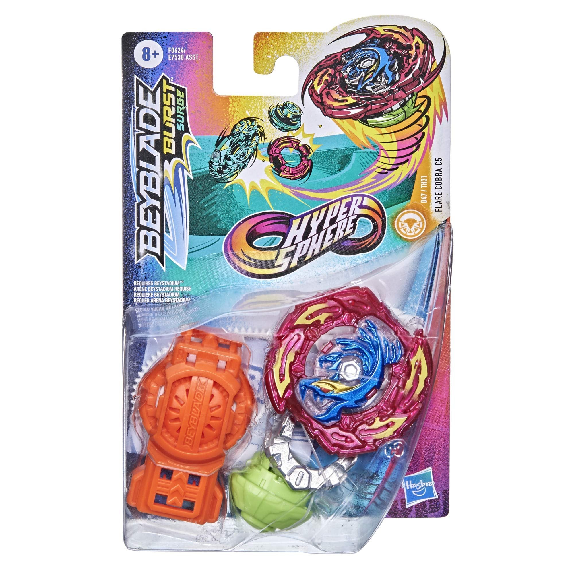 Beyblade Burst Rise Hypersphere Flare Cobra C5 Starter Pack - Stamina Type Battling Game Top and Launcher, Toys Ages 8 and Up