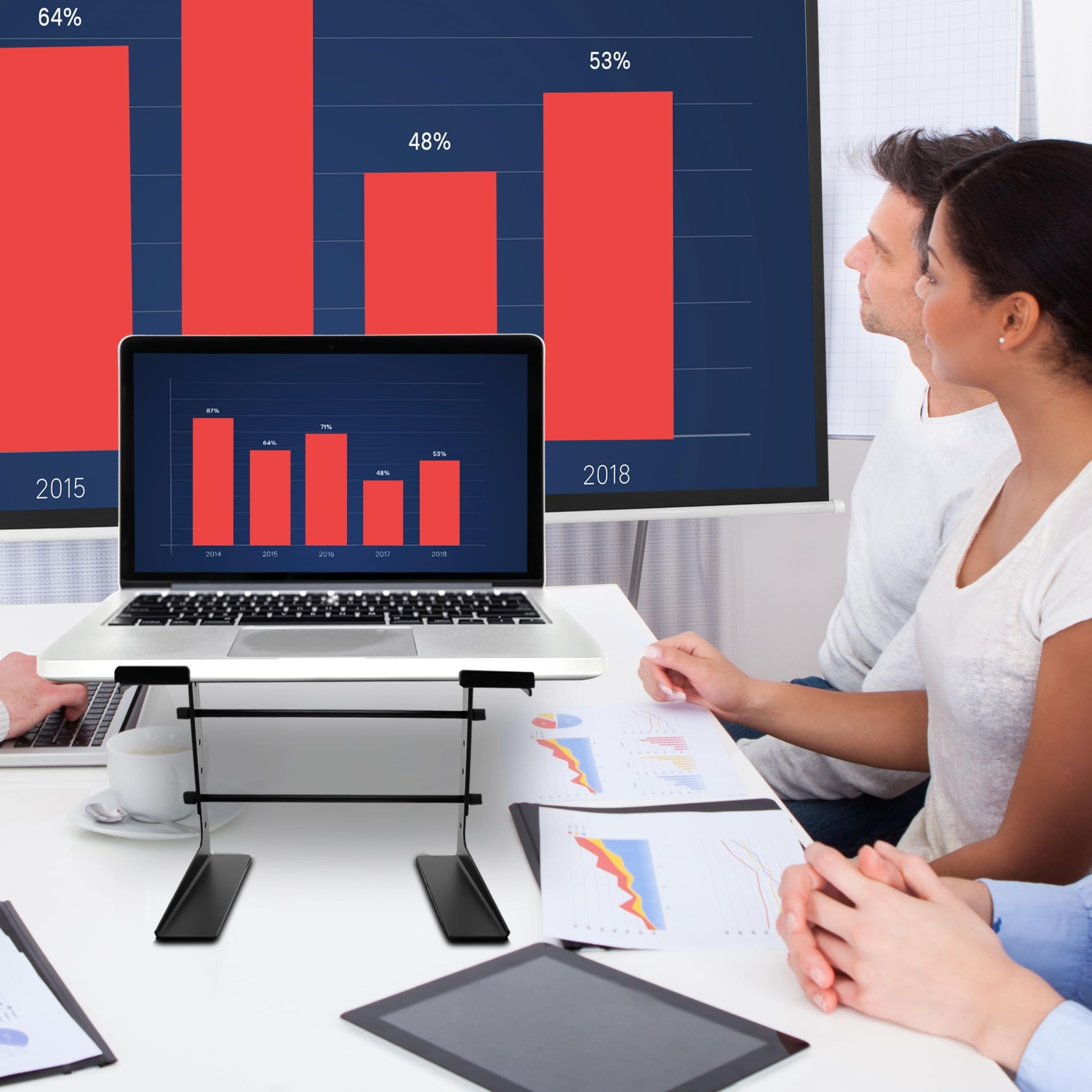 Pyle Portable Adjustable Laptop Stand - 6.3 to 10.9 Inch Anti-Slip Standing Table Monitor or Computer Desk Workstation Riser with Level Height Alignment for DJ, PC, Gaming, Home or Office - PLPTS25