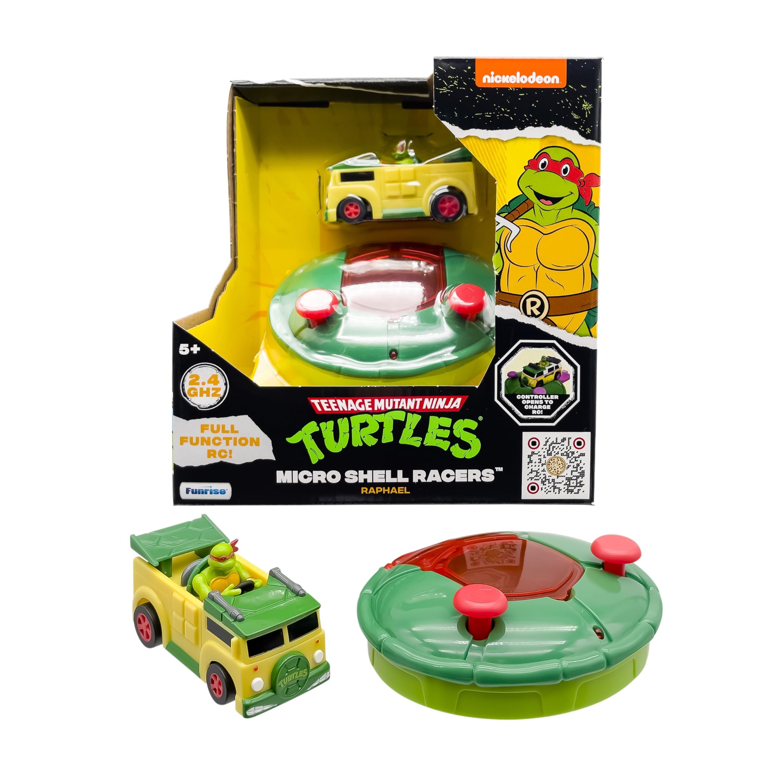Teenage Mutant Ninja Turtles Toy, Raphael Micro Shell Racer RC Vehicle, 2.4 GHz Turtle Half Shell Controller, TMNT Ninja Racing Toy, Classic Edition for Kids, Ages 5+