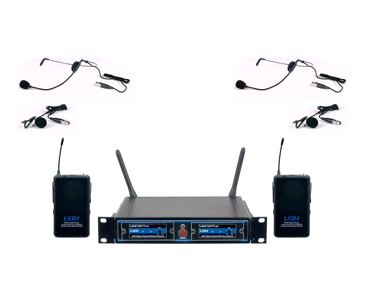 VocoPro 4 Channel, UHF/DSP Hybrid, W/Bp/Lava Car Mount - HYBRIDQUADB1, Black