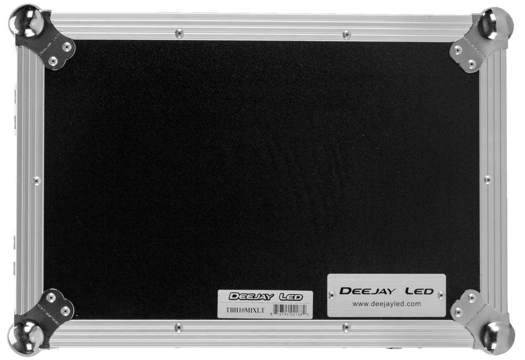 DEEJAY LED TBH10MIXLTSuperior Fly Drive Case For Pioneer Djm400 Pro Mixer Or Similarly Sized Equipment With Laptop Shelf And Wheels 1 Chrome Plated With Sturdy Spring Loaded Retractable Carry Handles
