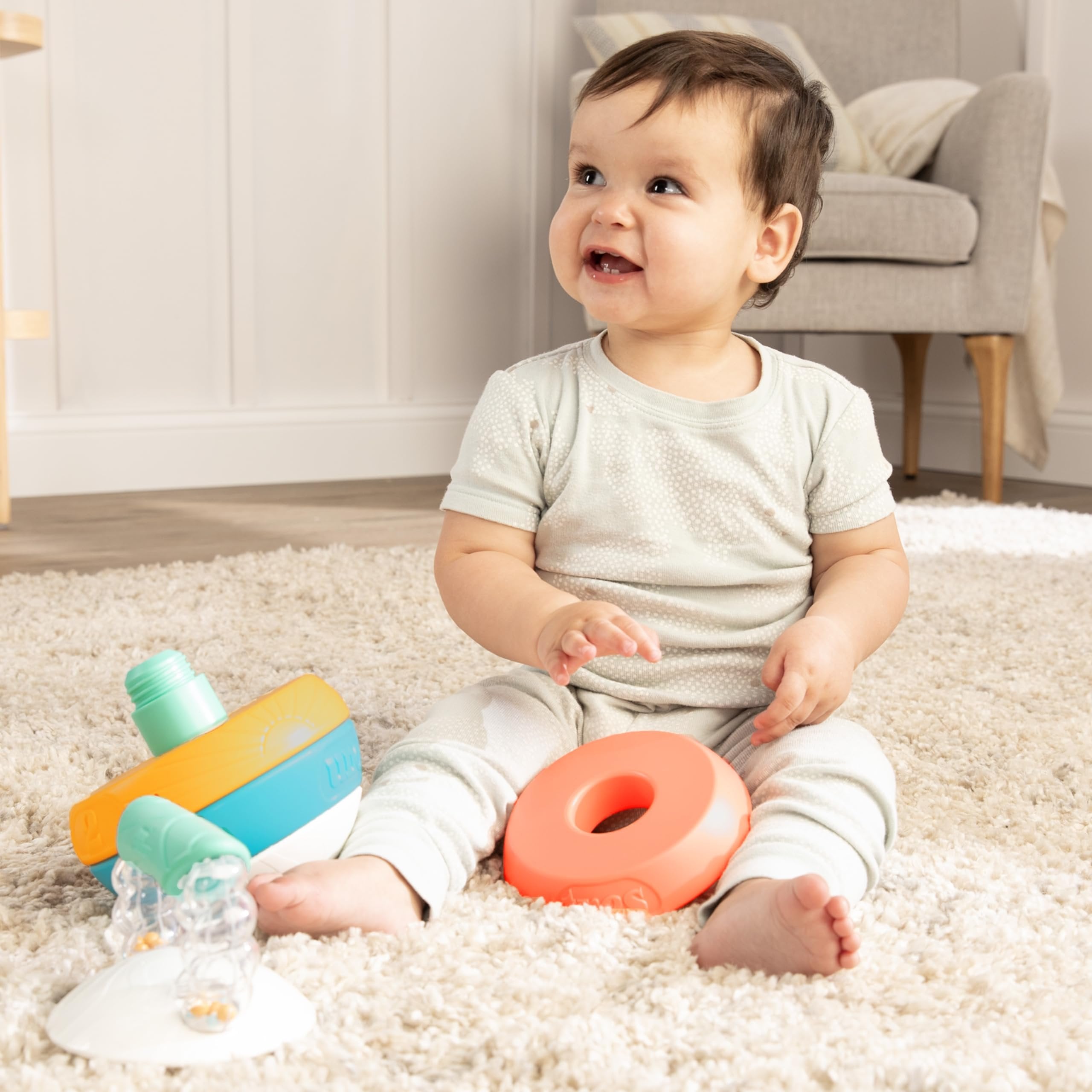 BEBE FUERTE Stack and Count Kettlebell Activity Toy by Robin Arzon - Bilingual Stacking Toys - Baby Workout Toys - Baby and Toddler Gifts for Ages 6 Months and Up