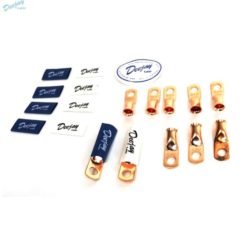 DEEJAY LED TBH4GA10BLUEWHITE DJL 10-Pack Crimp Connector Style for 4 Gauge Wire Blue/White Tube Insulators