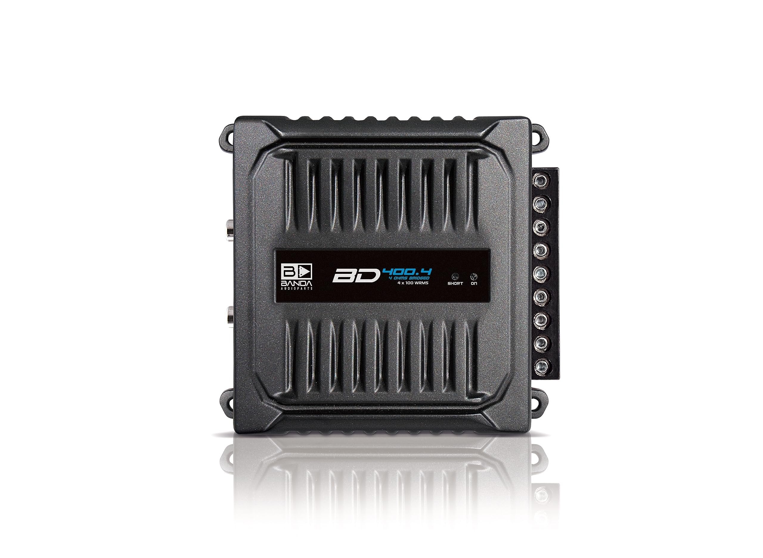 Banda Audioparts BD400.4BLACK Four Channel 4 x 100 Watt Rms Full Range Car Audio Amplfier 4 Ohms Bridged with Optional Use Low or High Pass Filters Black
