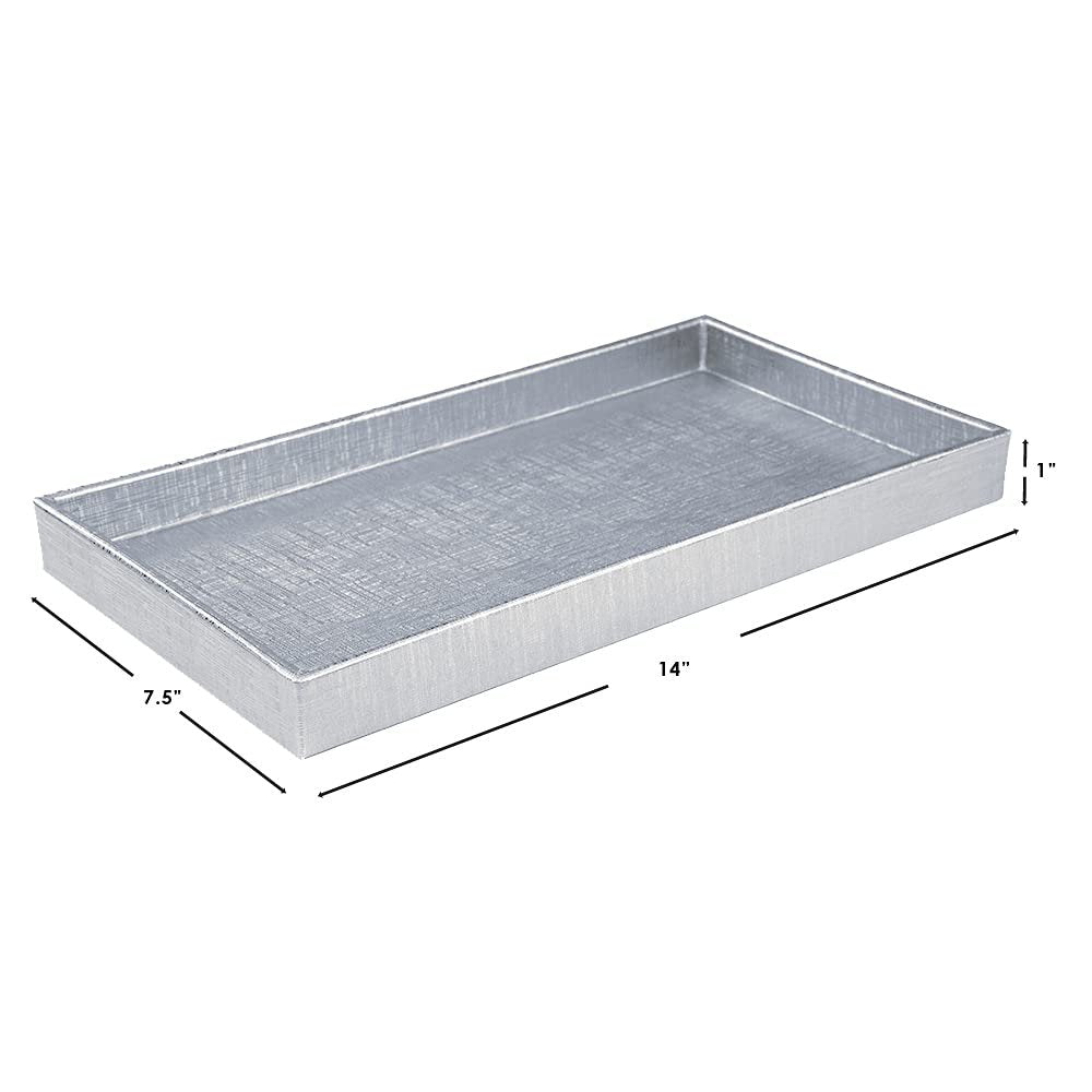 Home Basics Vanity Tray for Makeup, Jewelry, Perfume, Cosmetics Storage, Bathroom Organizer (Horizontal, Metallic Weave)