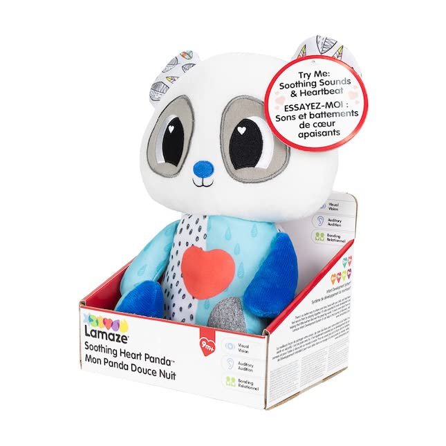 Lamaze Soothing Heart Panda Plush Lullaby Stuffed Animal - Vibrating Baby Soother Includes Calming Glowing Heartbeat and 3 Lullabies - Baby Light Up Toys and Musical Toys - Ages 9 Months and Up