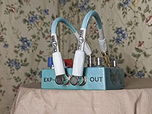 Pig Hog PHLIL6CC Lil' Pigs Right-Angle 1/4" Vintage Orange Cream Instrument Patch Cables, 6" (3 Pack)