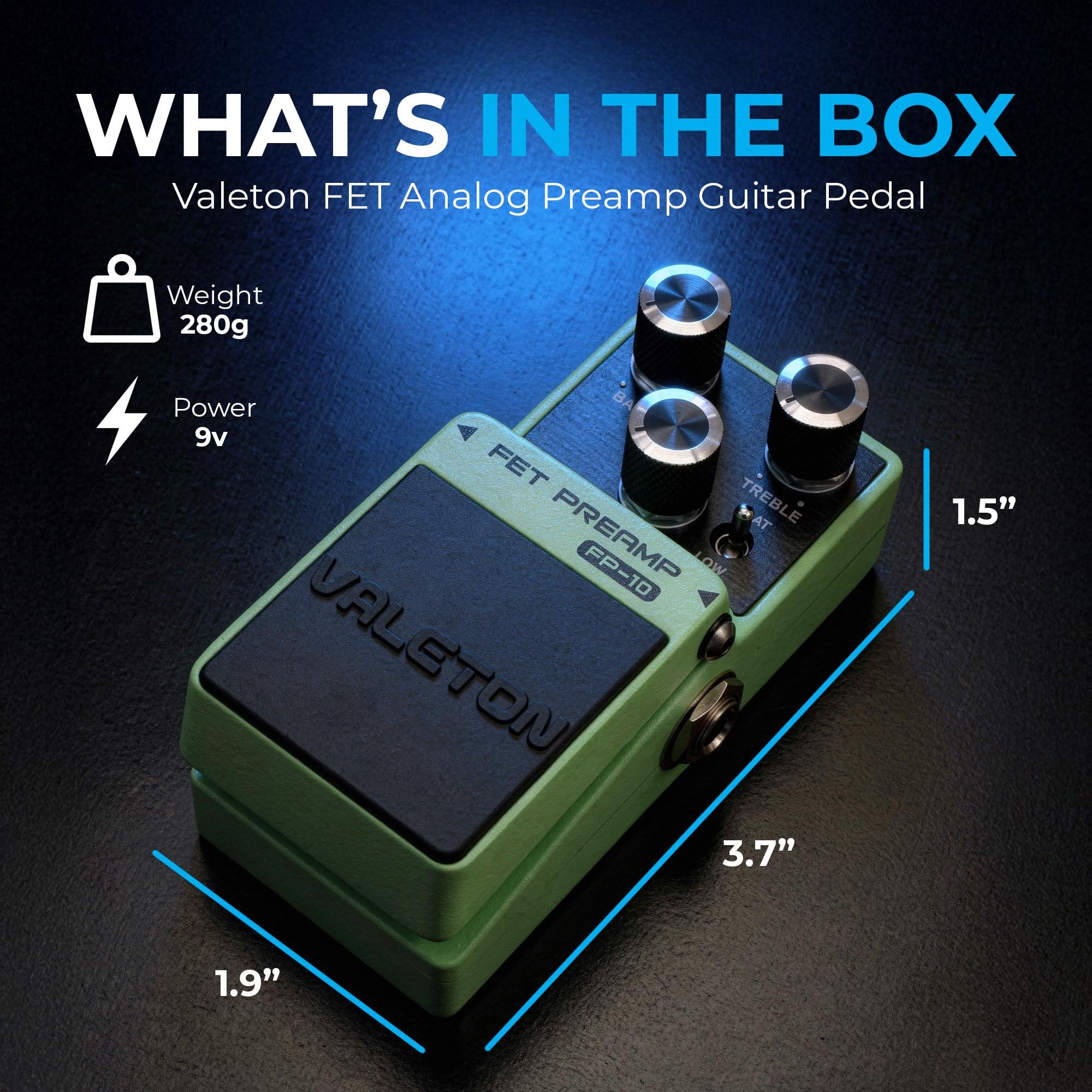 Valeton FET Analog Preamp Guitar Pedal – 26dB Clean Boost with 2 Band EQ and Low Cut Switch, Analog Signal Path, Compact Metal Guitar Distortion Effects Pedal for Tone Shaping and Gain Booster (FP-10)
