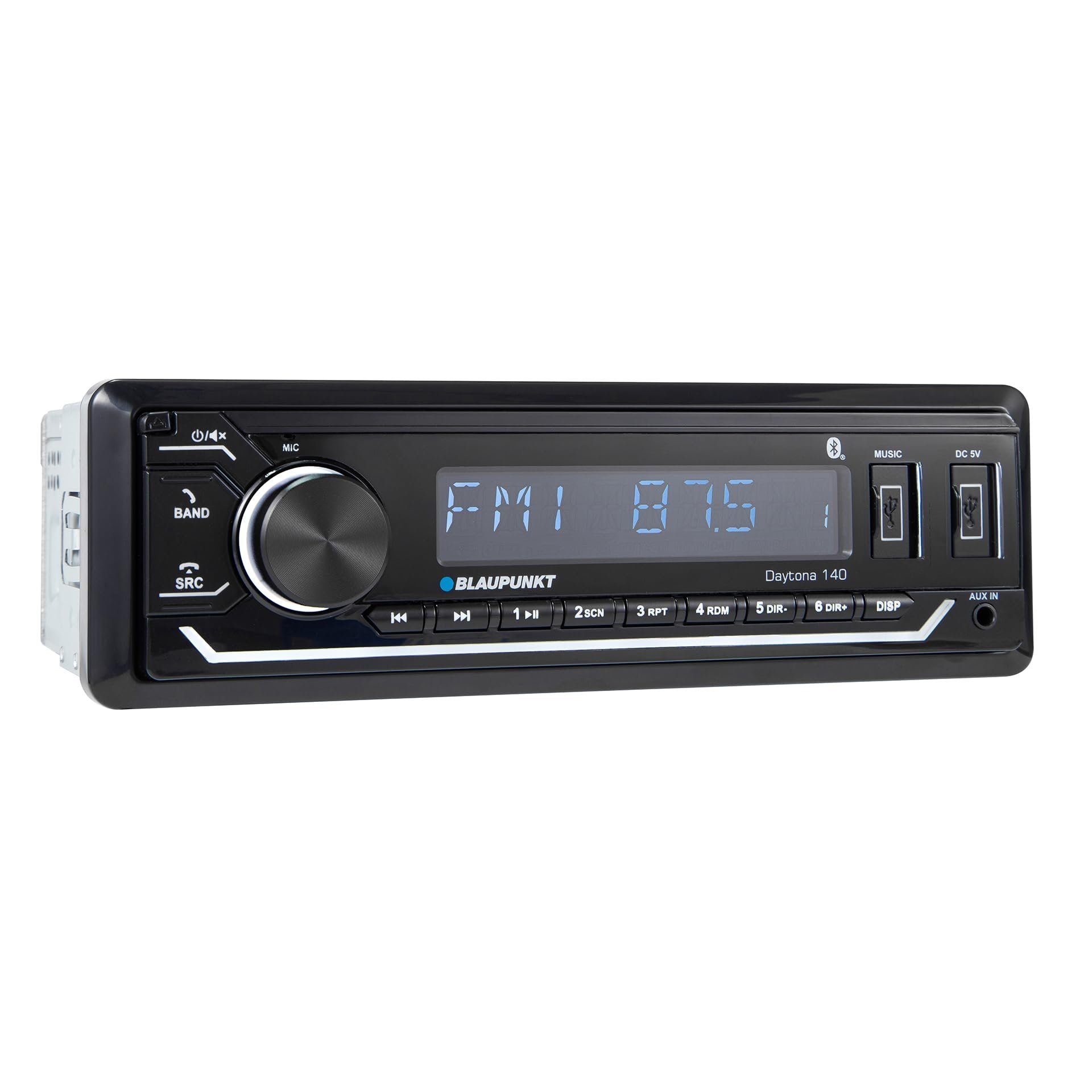 BLAUPUNKT DAYTONA140 BT - 4 X 40W Stereo Digital USB Media Player, Receiver with Bluetooth, Detachable Panel, 7 Color Back Light, Equalizer, 2 Front USB, SD Card Slot and Hook Up to Amplifier