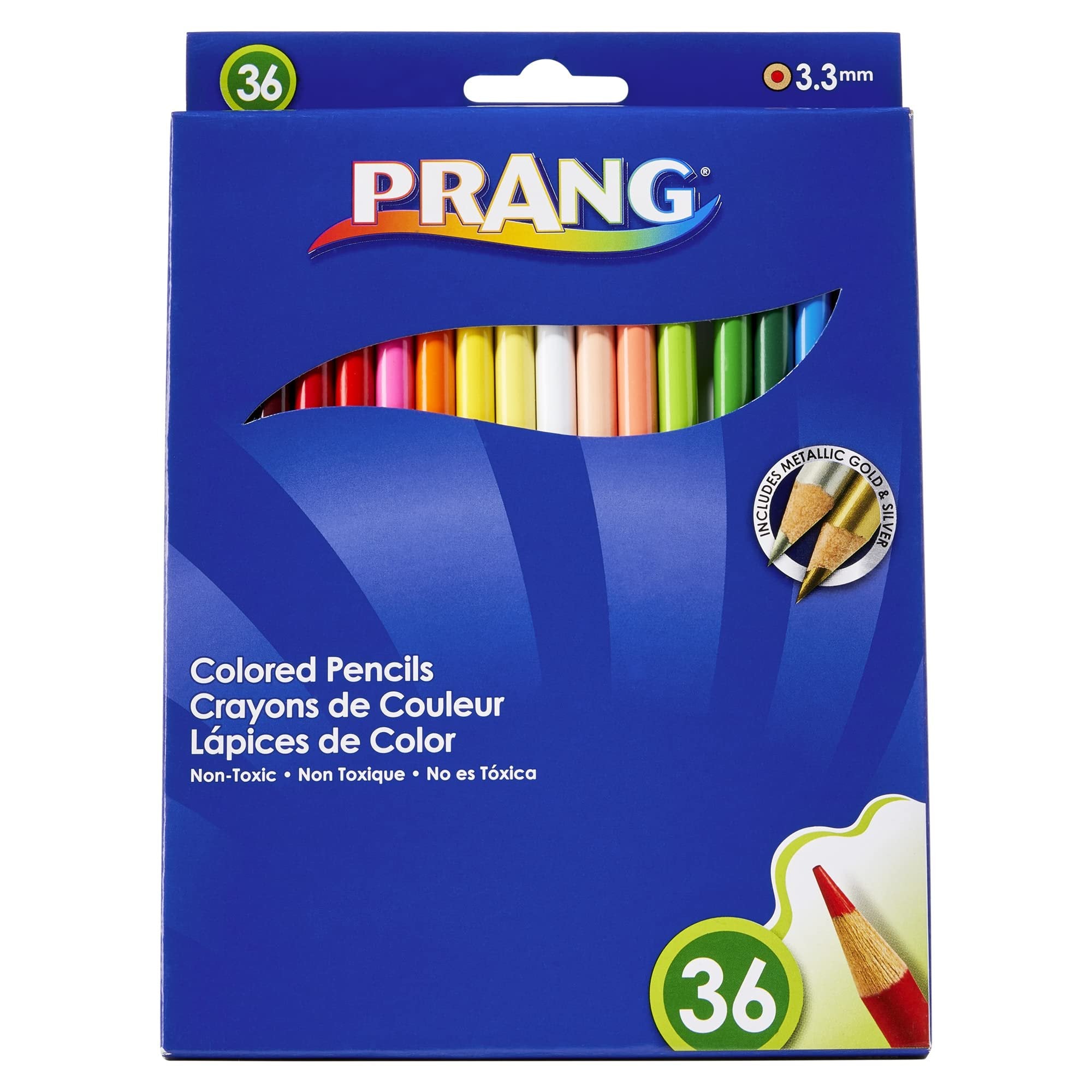 Prang Thick Core Colored Pencil Set, 3.3 Millimeter Cores, 7 Inch Length, 36 Pencils, Assorted Colors (22360)