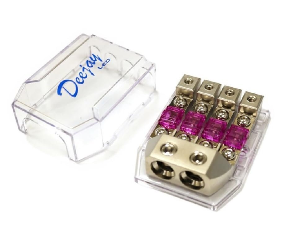 DEEJAY LED TBHANL40 DJL Main Power Distribution Block Includes Four ANL Premounted Fuses of 100 Amps Each