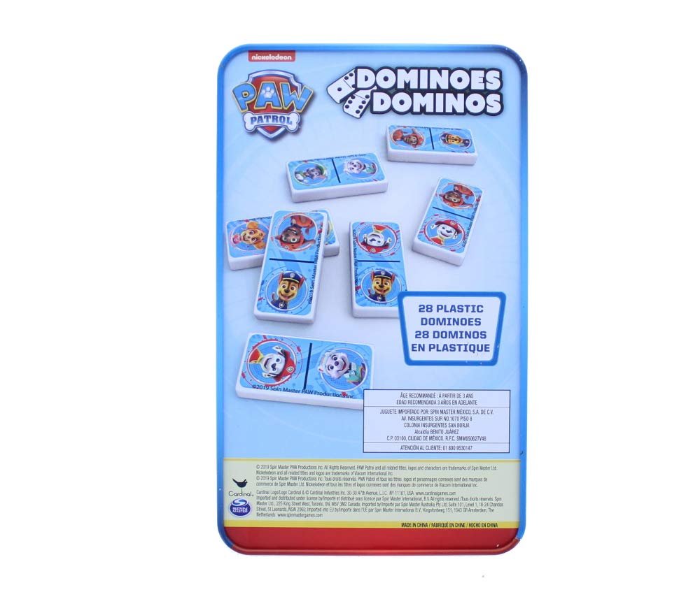 Paw Patrol Dominoes Game Set in Storage Tin, for Families and Kids Ages 4 & Up - 28 Dominoes