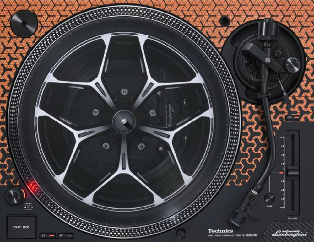 Technics SL1200M7BPD Direct Drive Pro DJ Turntable Lamborghini Coreless Direct Drive Motor Achieving Stable Rotation Torque Brake Speed Adjustment Reverse Play Function Black/Orange