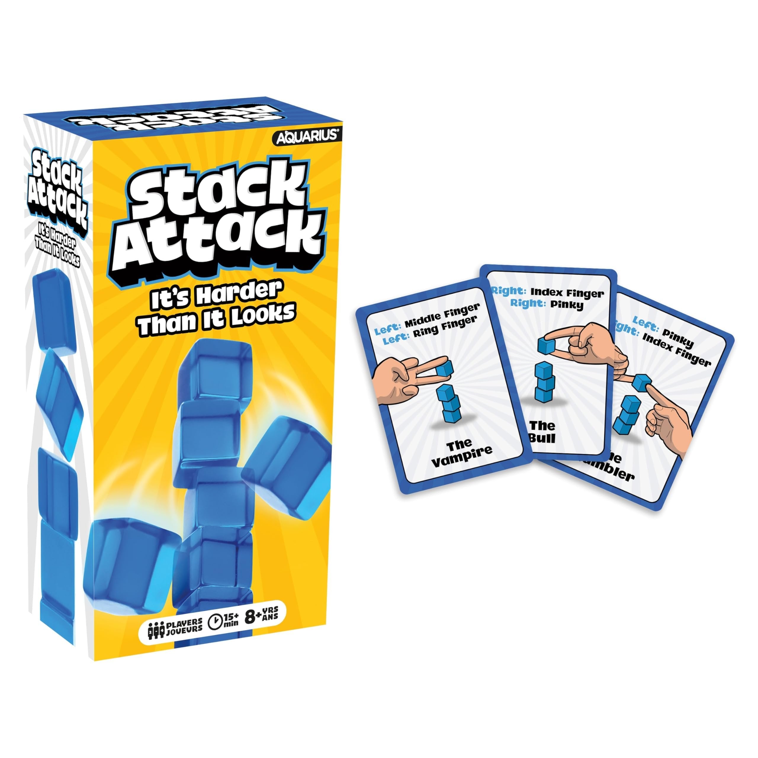 AQUARIUS Stack Attack Game - Stacking Blocks Game - Fun Family Party Game for Kids, Teens & Adults - Entertaining Game Night Gift - 4 to 6 Players - Ages 8 & Up