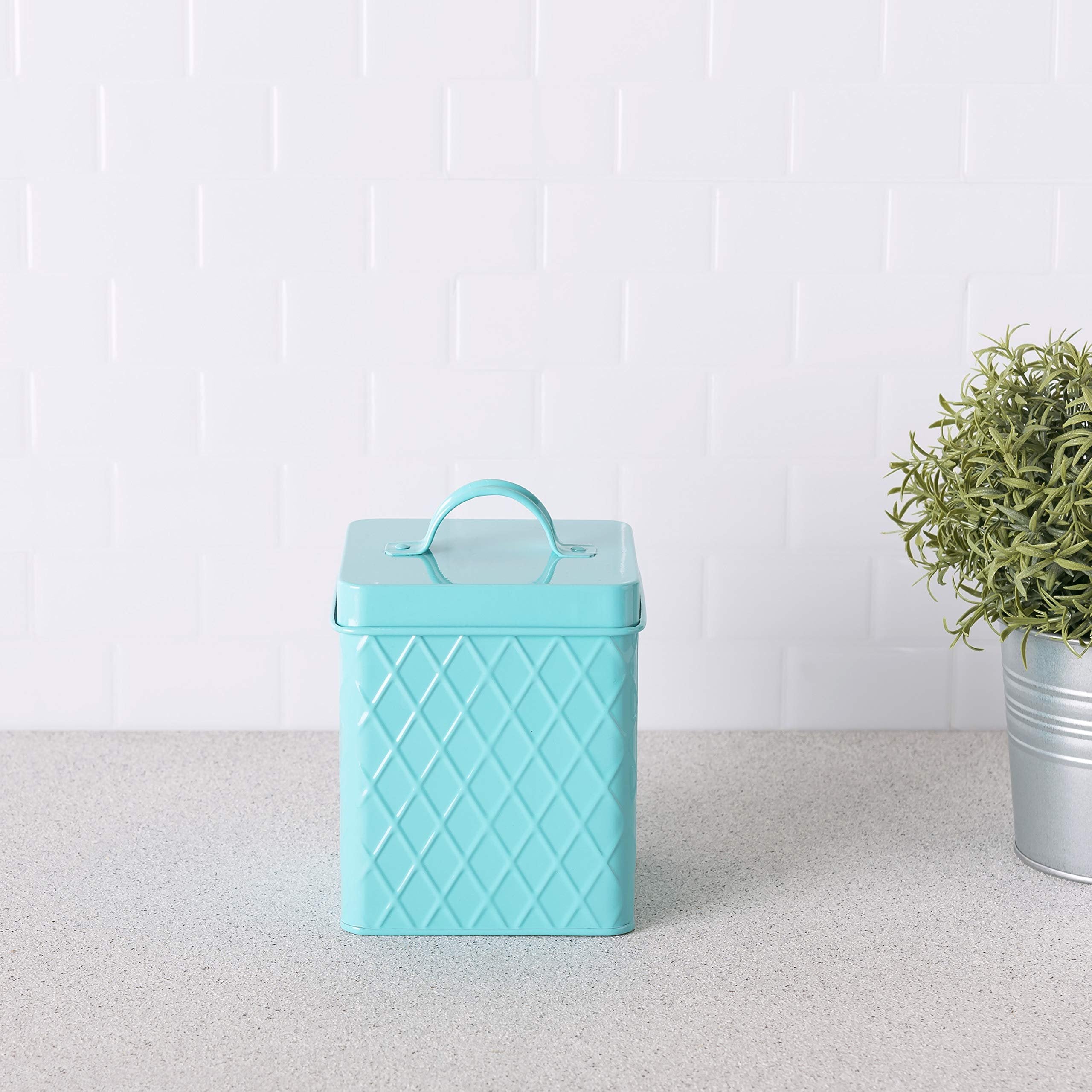 Home Basics Tin Canister/Container for Kitchen Tea, Coffee, Sugar, Cookies, Food, Flour, Baked Goods & Laundry Storage