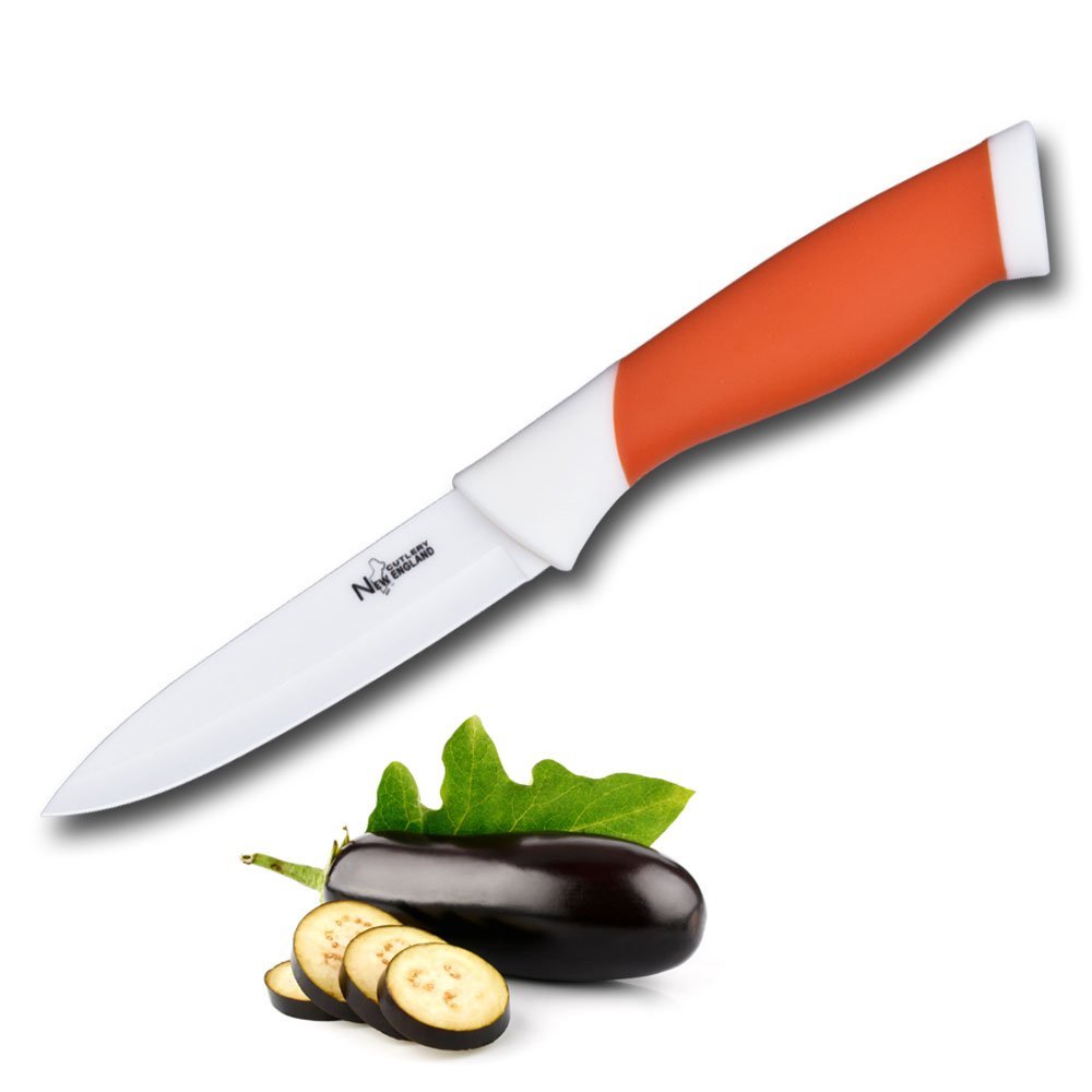 New England Cutlery Ceramic Utility Knife, 4", Orange