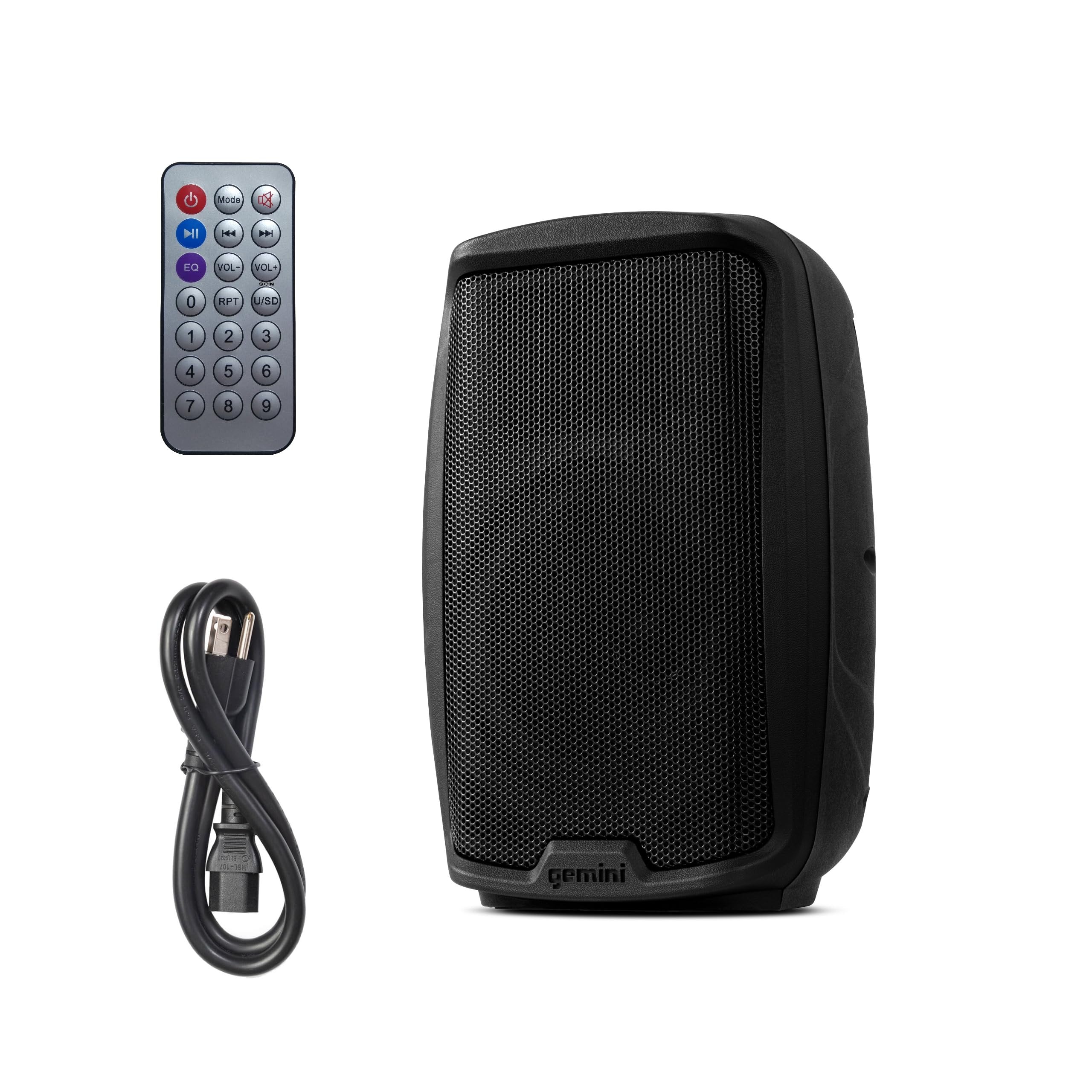 Gemini Sound AS-2108BT Active 8" Inch Woofer 500W Watt DJ Monitor Powered Amplified PA Speakers System With Bluetooth, Wireless Stereo Pairing, Onboard 2 Channel Mixer, Handles and Portable Fly Points