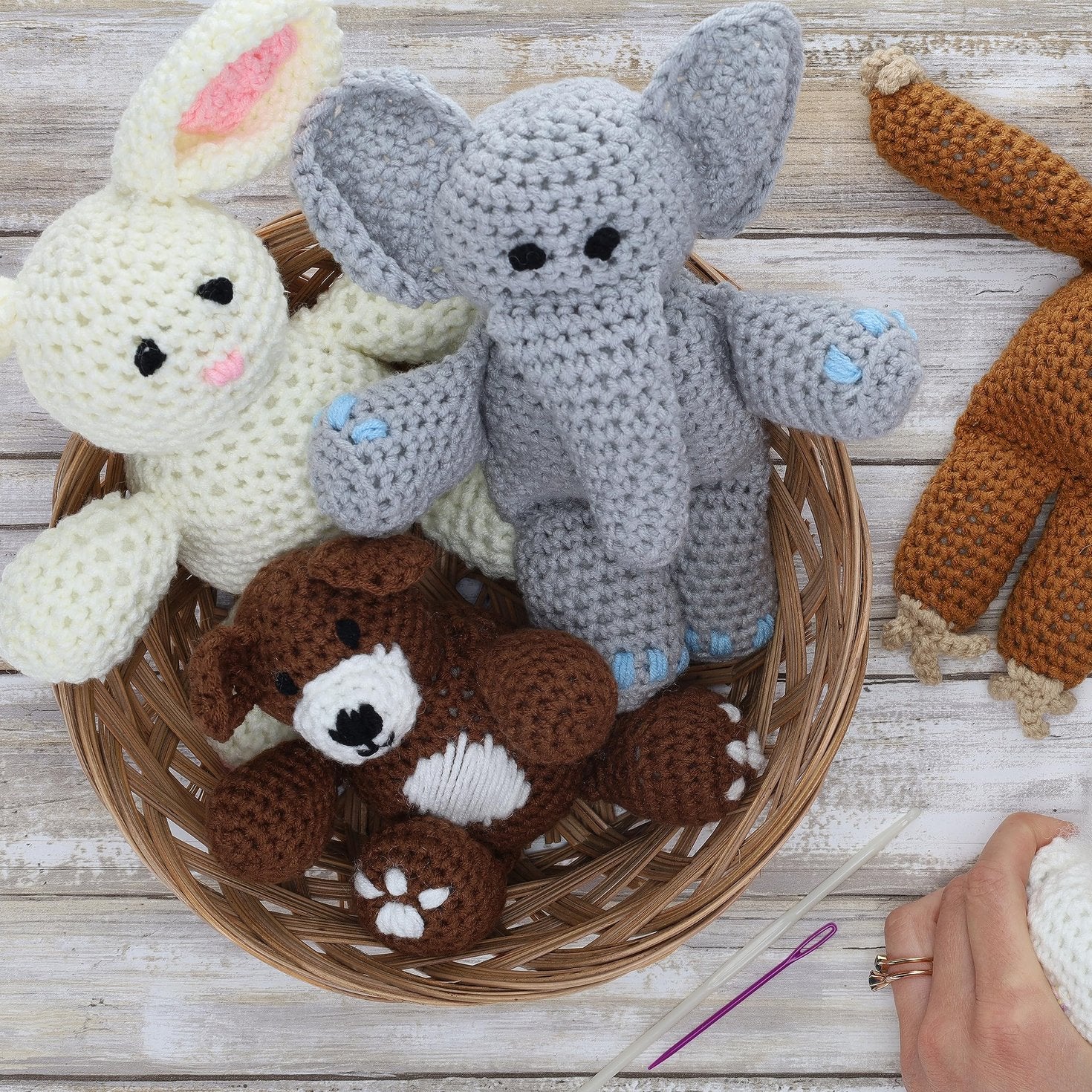 LEISURE ARTS - Crochet Kits, Friends Billie Bunny, 3", Crochet Kit for Beginners, Complete Kit, Animal Kits, Animal Kit, DIY Amigurumi Kits