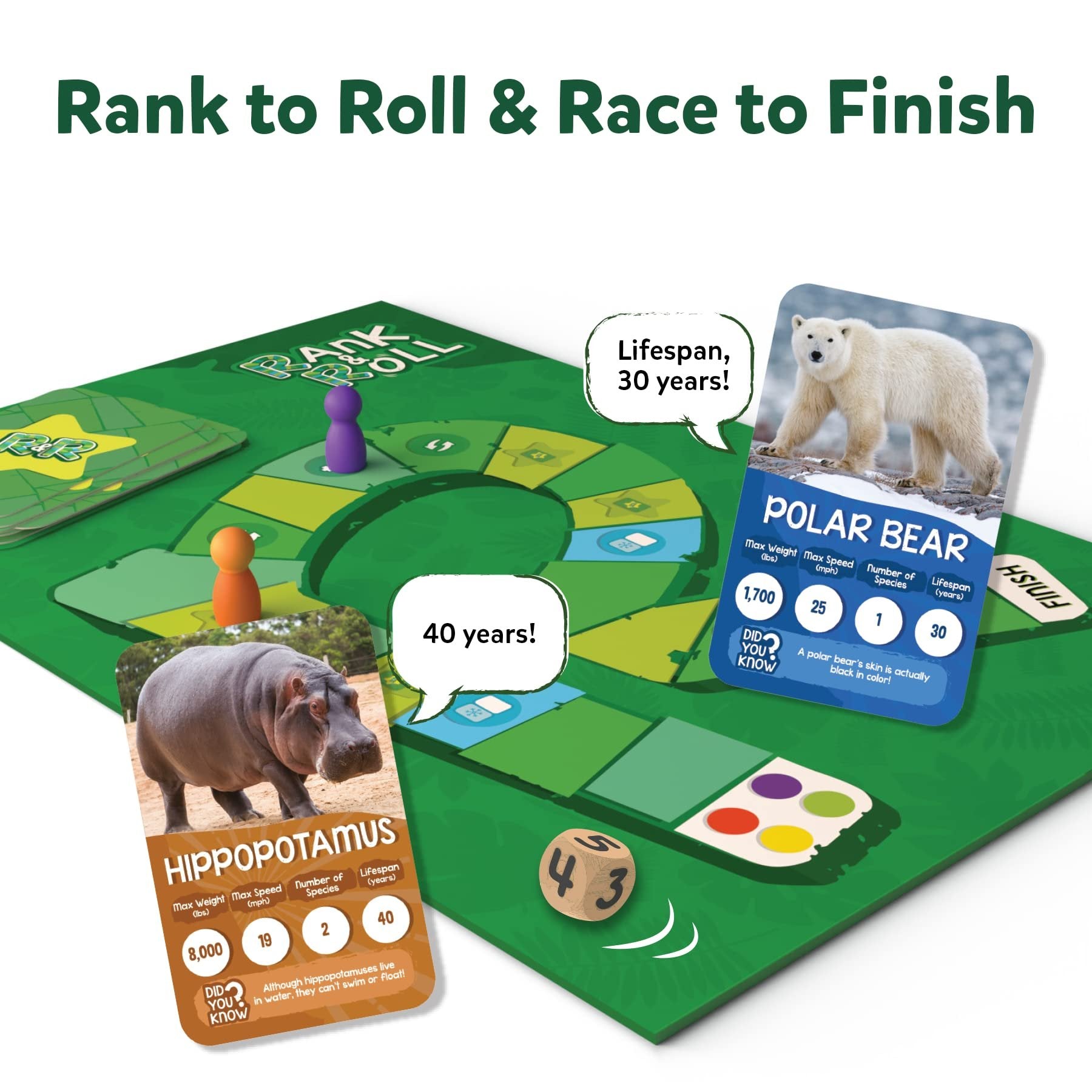 Skillmatics Trump Card & Board Game - Rank & Roll Animals, Memory Strategy Game, Gifts for Kids, Teens & Adults