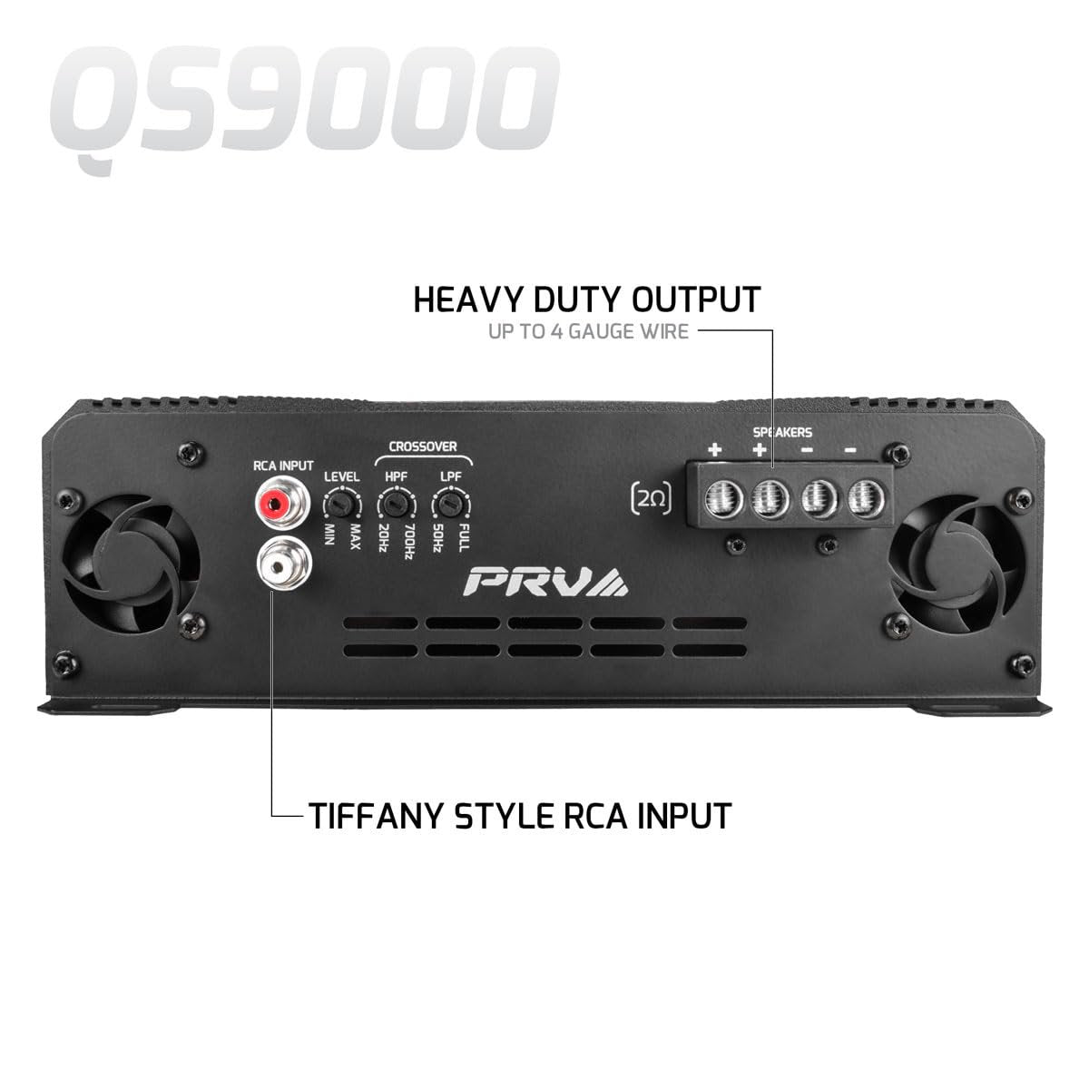 PRV Audio QS9000.2 QS Series Full Range Amplifier Compact 1 Channel Pro Loudspeakers Car Audio Amp 9000 Watts RMS at 2 Ohm