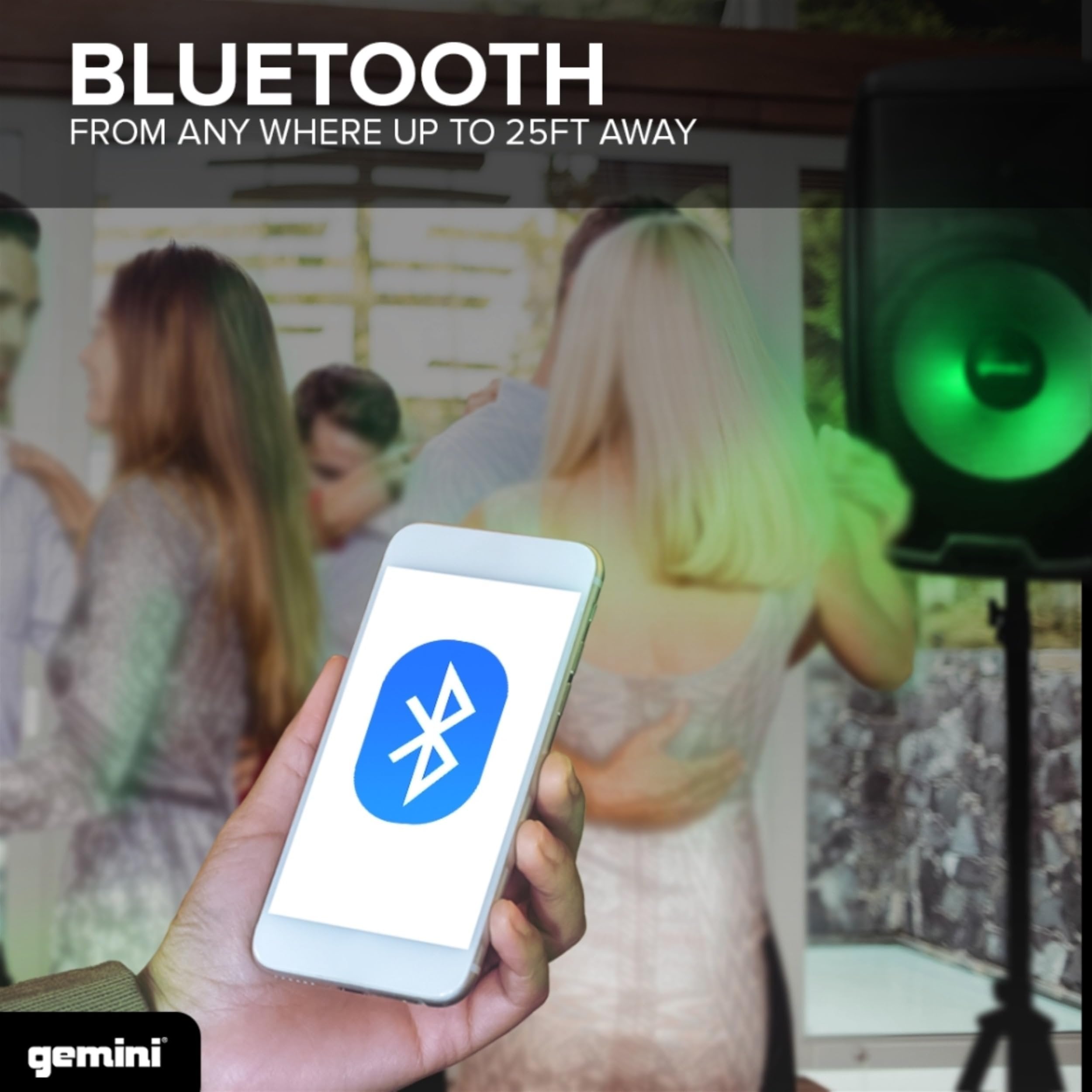 Gemini Sound AS-2115BT-LT-PK 2000 Watt LED LIT 15 Inch Woofer Professional Active Bluetooth DJ PA Speaker, Stand, Mic and Remote Set with Onboard 3-Channel. TWS Stereo Pairing/Linking Pro Fly Points