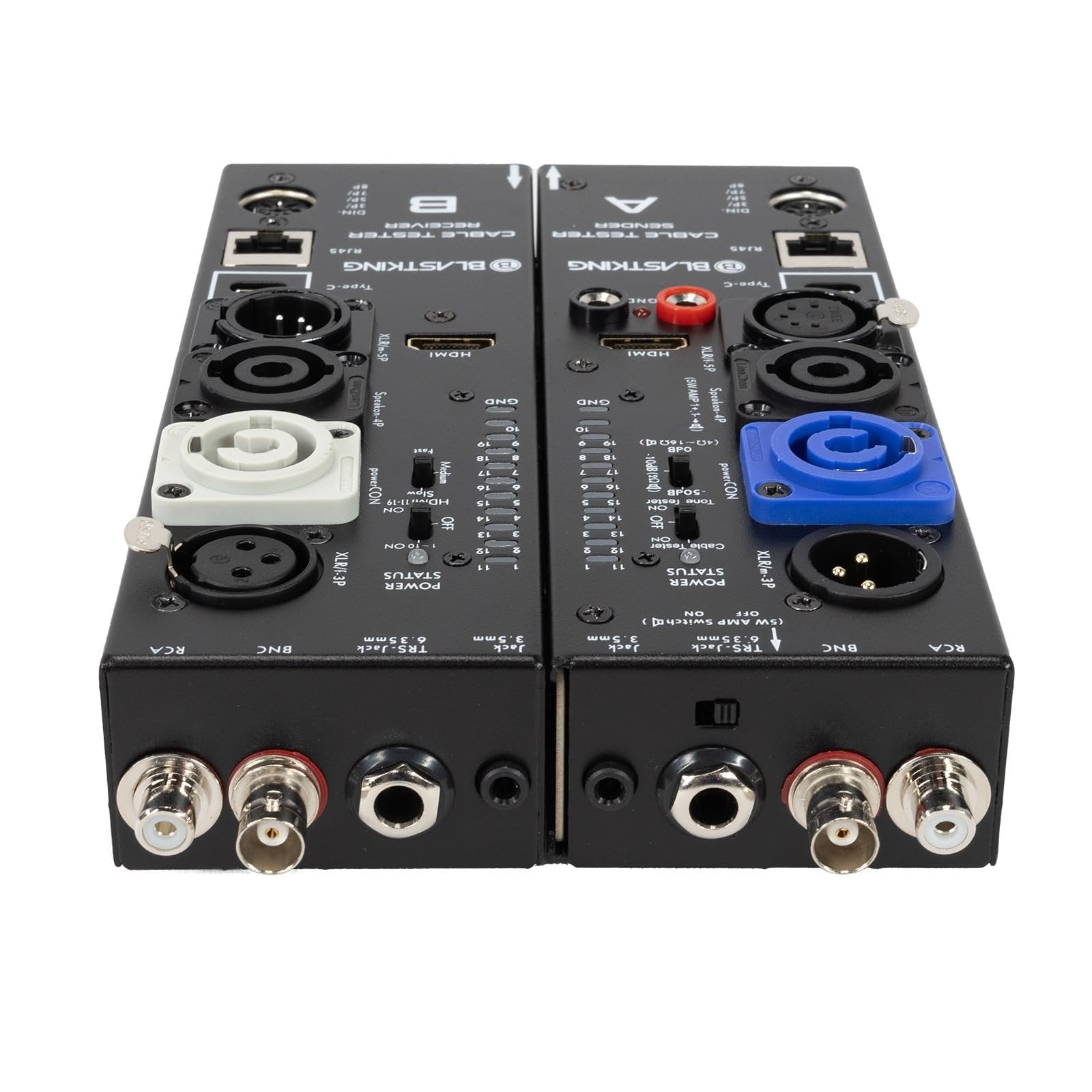 Blastking CTAB Cable Tester A/B – Universal Detachable Cable Tester for XLR, 1/4”, RCA, Speakon, USB, HDMI, BNC, RJ45 & More – Portable Audio/Video/Network Cable Checker