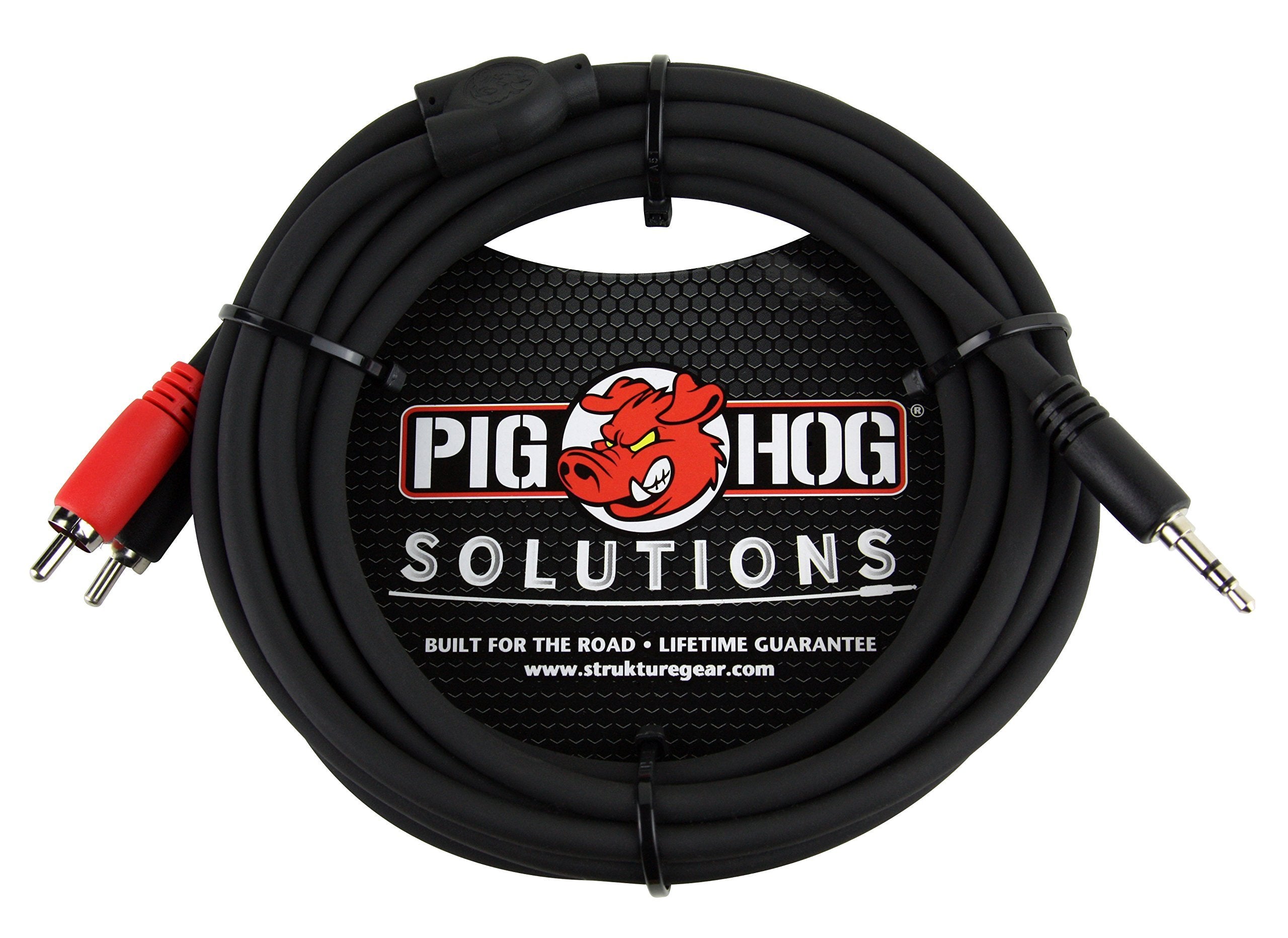 Pig Hog PB-S3R10 3.5 mm to Dual RCA (Male) Stereo Breakout Cable, 10 Feet