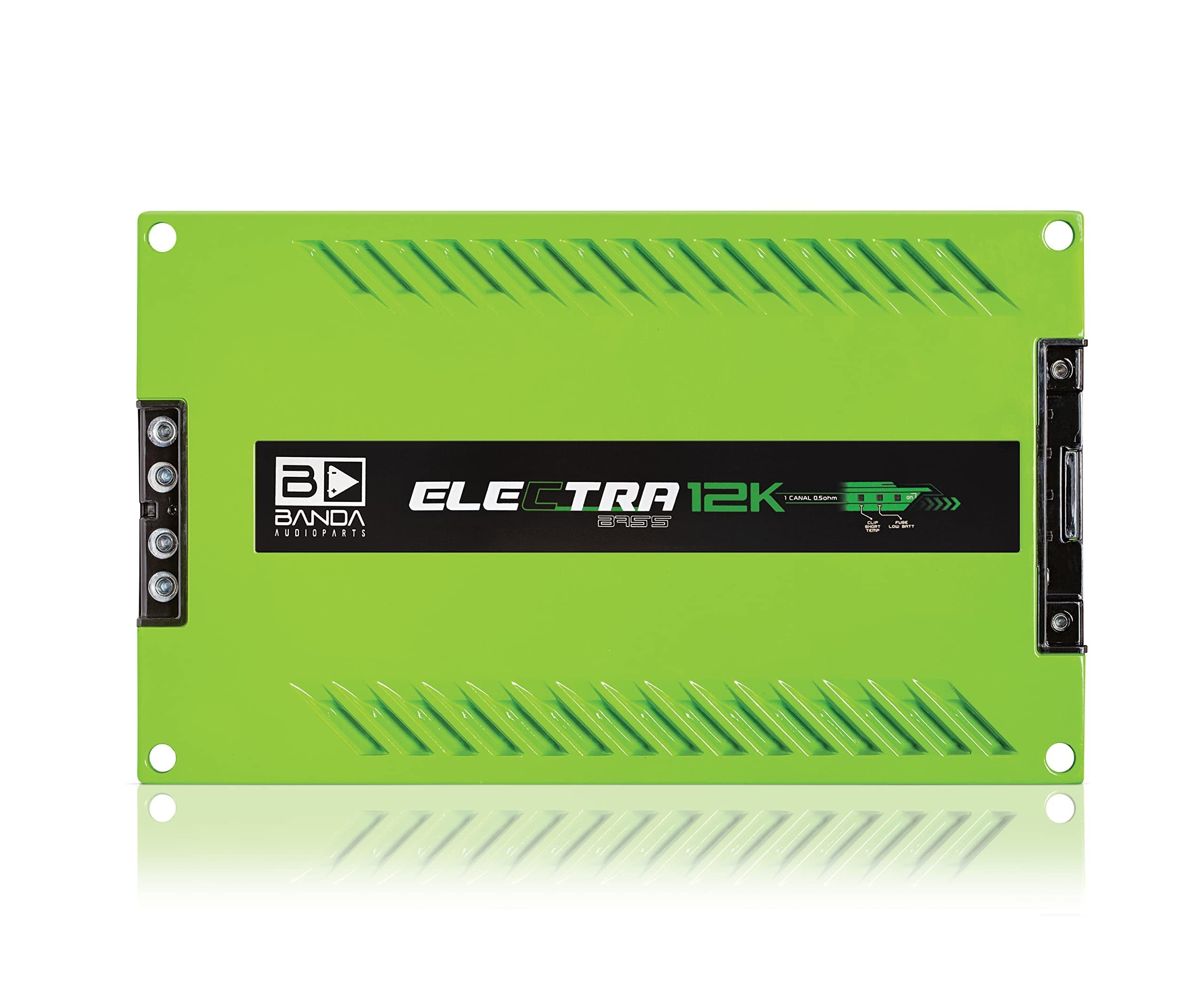 Electra 1-Channel Vehicle Audio Bass Amp - 12600W High-Powered Mono Bass Amp w/Subsonic Filter & Low Pass Filter Stable at 0.5Ohm, LED Indicators, Sound Specialization Green - BANDA 12K.5OHMGREEN