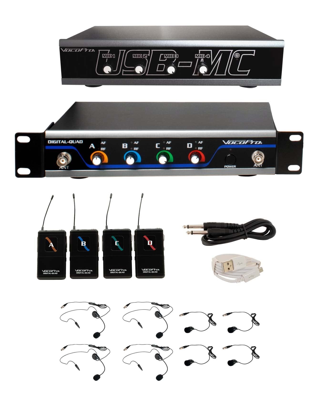 VocoPro Wireless Headset, 4 ch. WL Microphone/USB Interface pkage Play 4