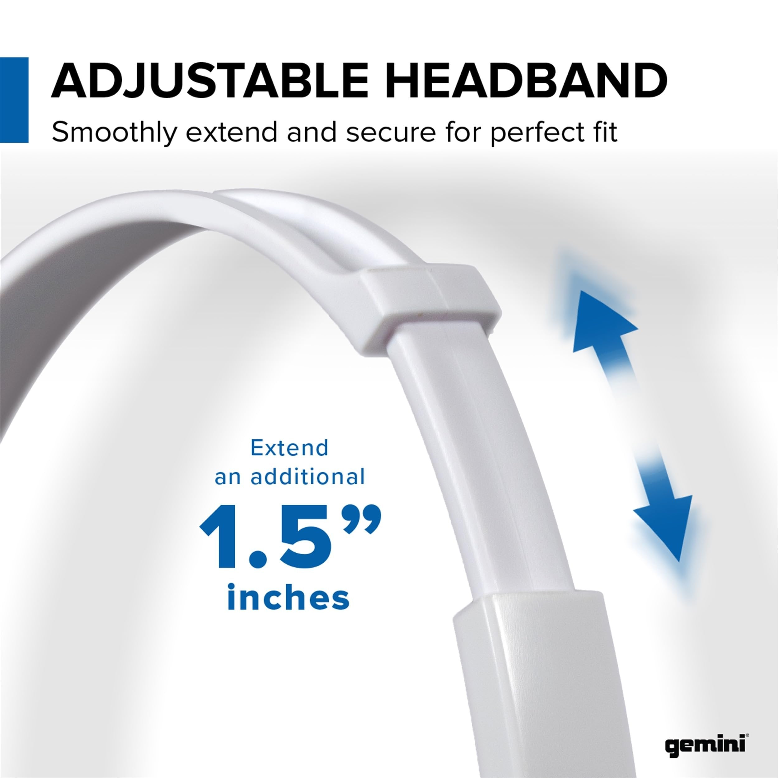 Gemini Sound DJX-200 White Professional DJ Headphones - Over-Ear Monitor with 40mm Drivers, Ultra-Comfort Ear Cups, Noise Isolation, Lightweight Design for DJing, Gaming, Podcasting, Music Production