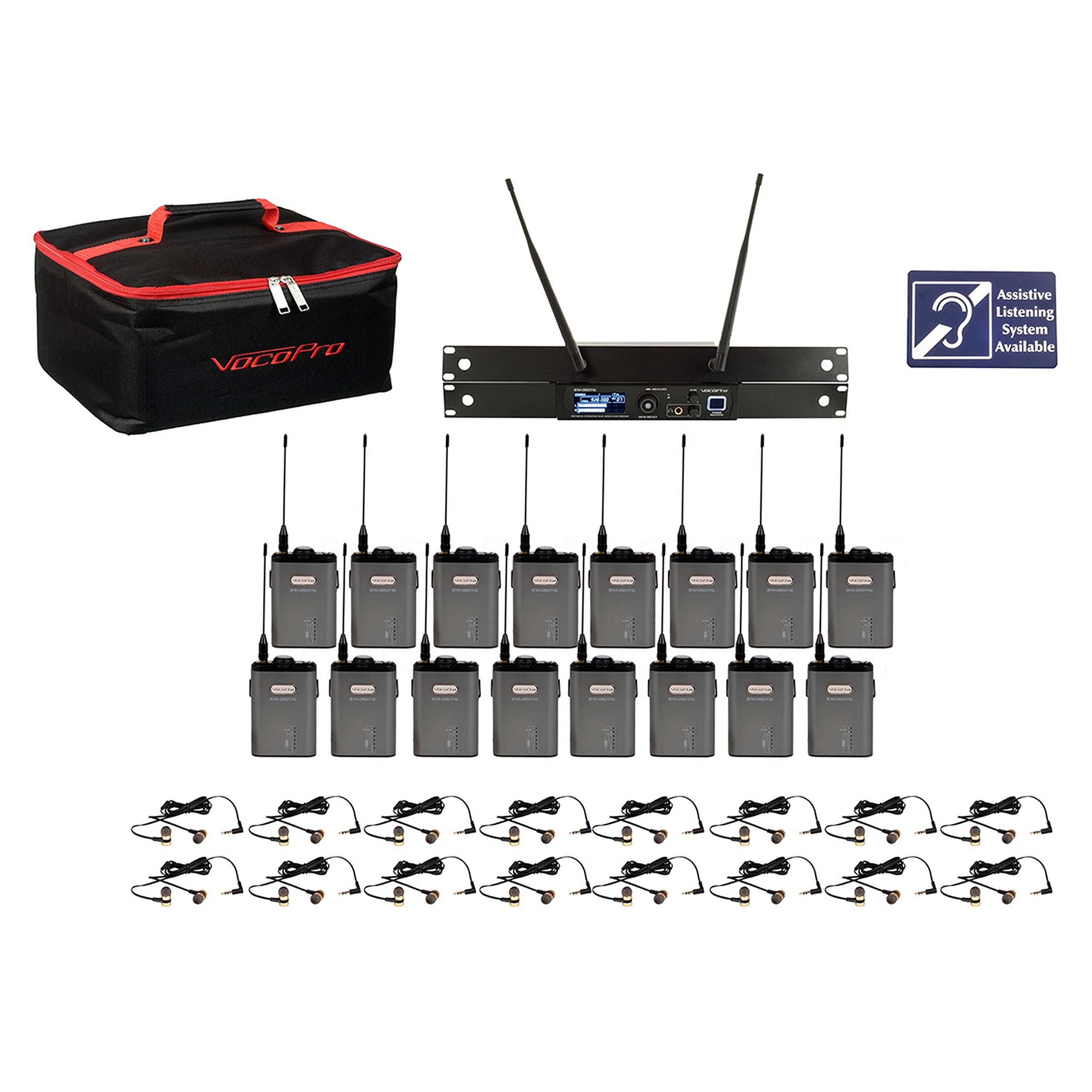 VocoPro - Professiona 24-bit Digital Stereo Wireless Assistive Listening System (VCOIEM-Assist-16-Extend)