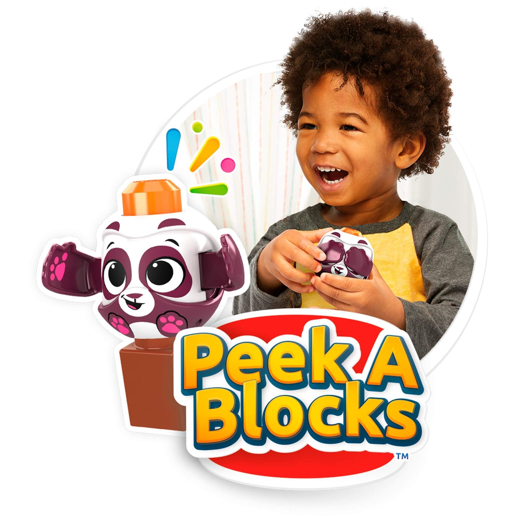 Mega Bloks Peek A Blocks Panda Slide with Big Building Blocks, Building Toys for Toddlers (14 Pieces)
