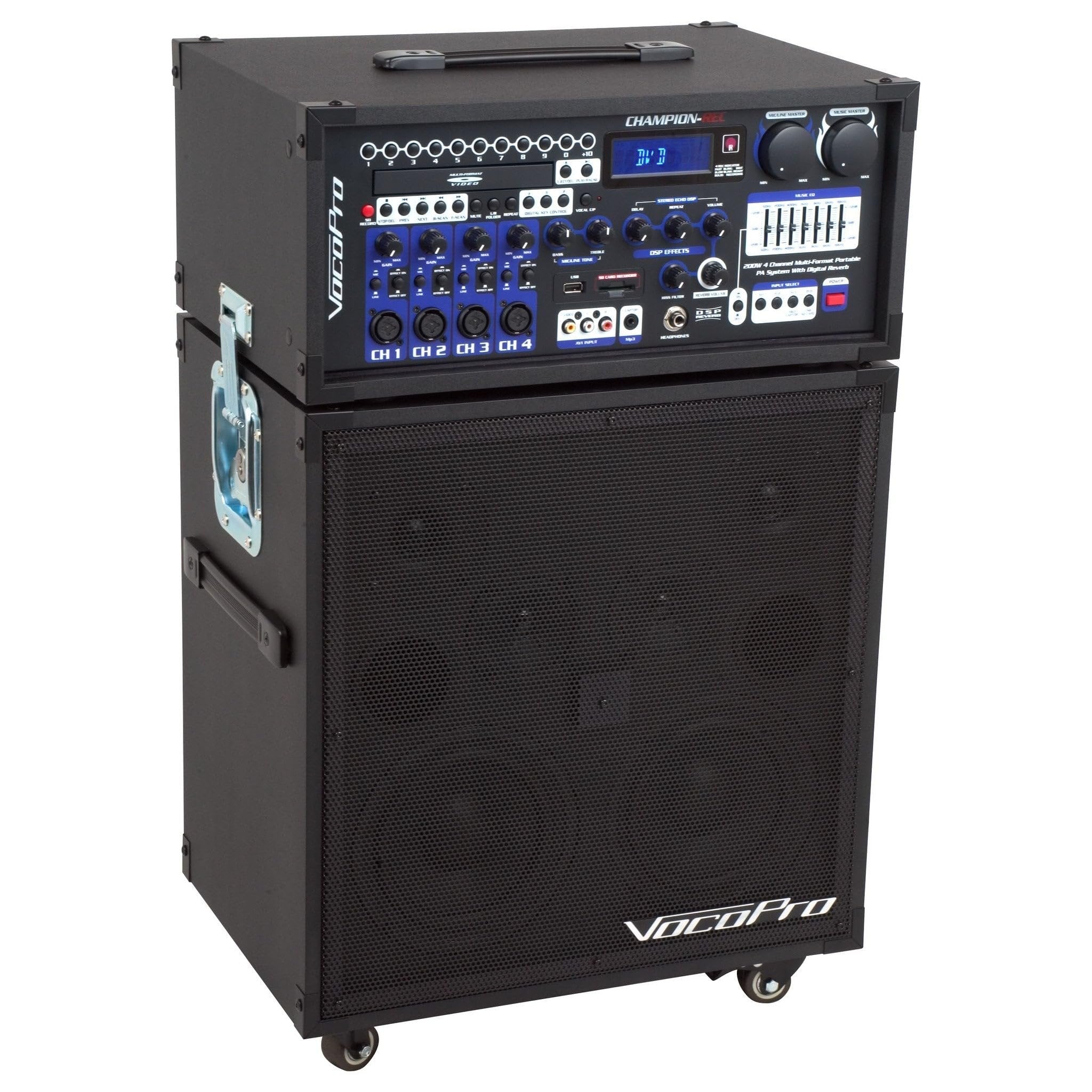 VocoPro Champion-REC Basic 200W 4-Channel Multi-Format Portable PA System with Digital Recorder