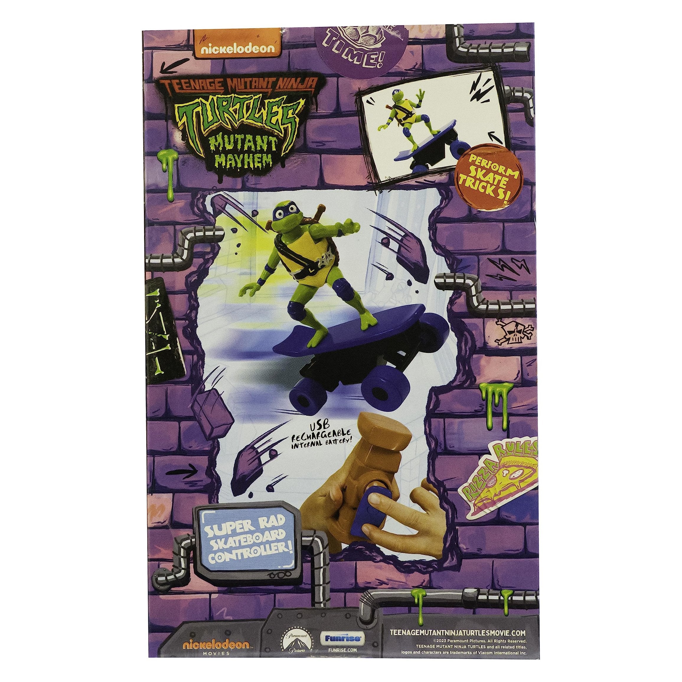 Teenage Mutant Ninja Turtles Toy, Leonardo Half Pipe RC Skate Vehicle, 2.4 GHz Skateboard Controller, Mutant Mayhem TMNT Remote Control Toy for Kids, Ages 3+