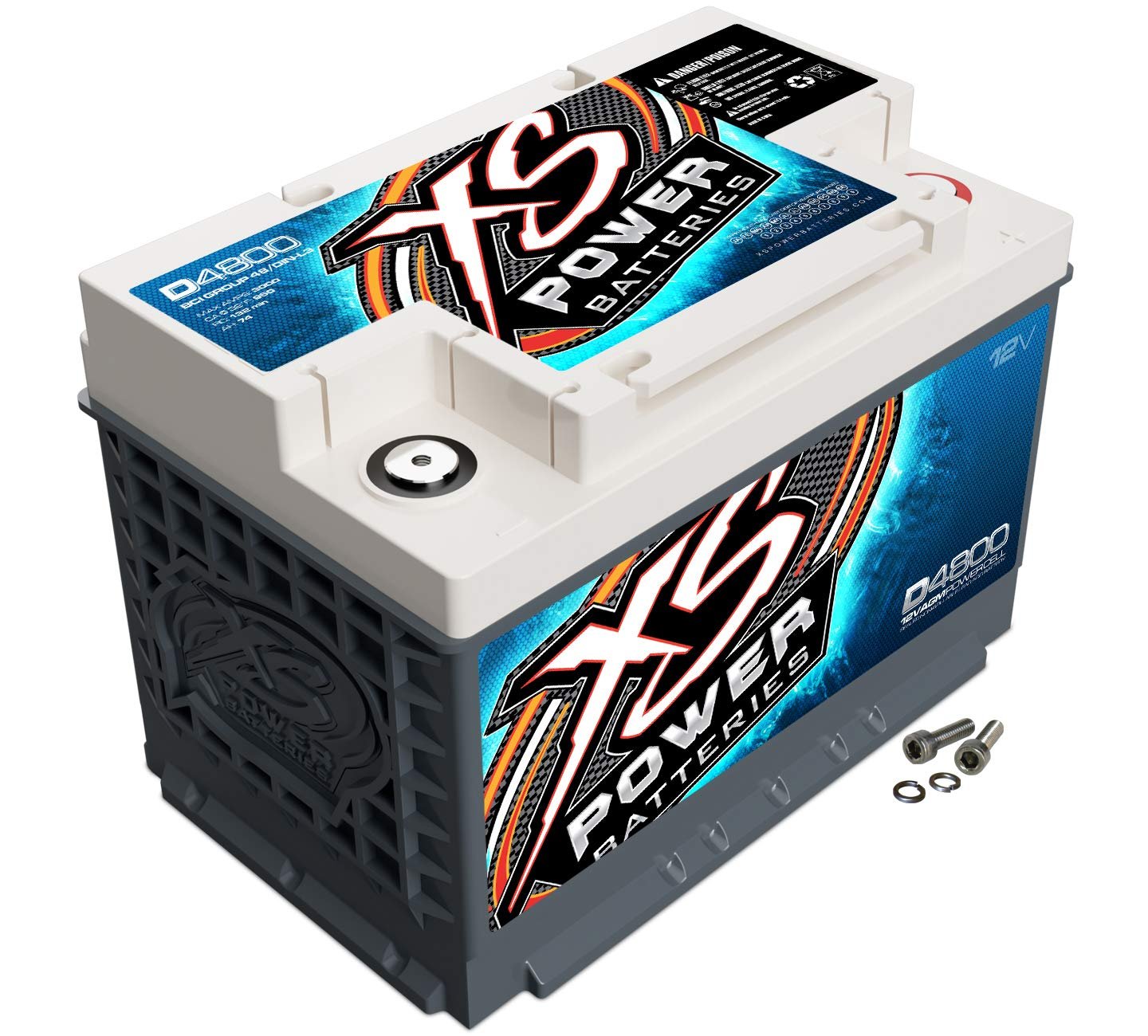 XS Power D4800 3000 Amp AGM Battery with M6 Terminal Hardware - 12 Volt 72Ah 950CA Deep Cycle AGM Powercell for Winch, Car Audio Systems - 48.22 lbs, Maintenance Free, Sealed Design