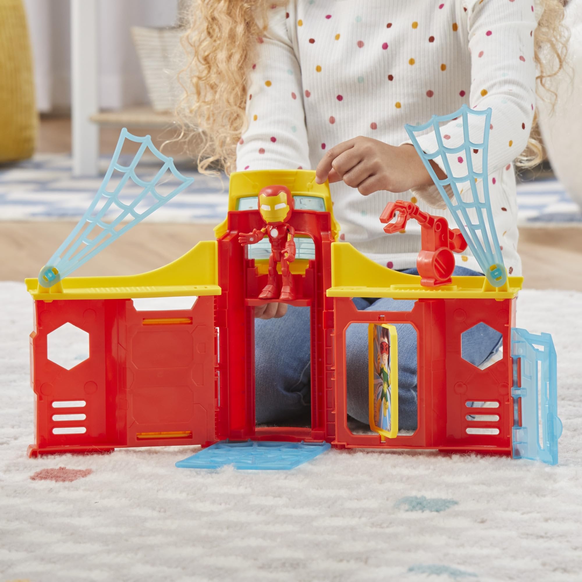 Spidey and his Amazing Friends Stark Tower Playset, Includes 4-Inch Iron Man Action Figure, Marvel Super Hero Toys for Kids 3 and Up