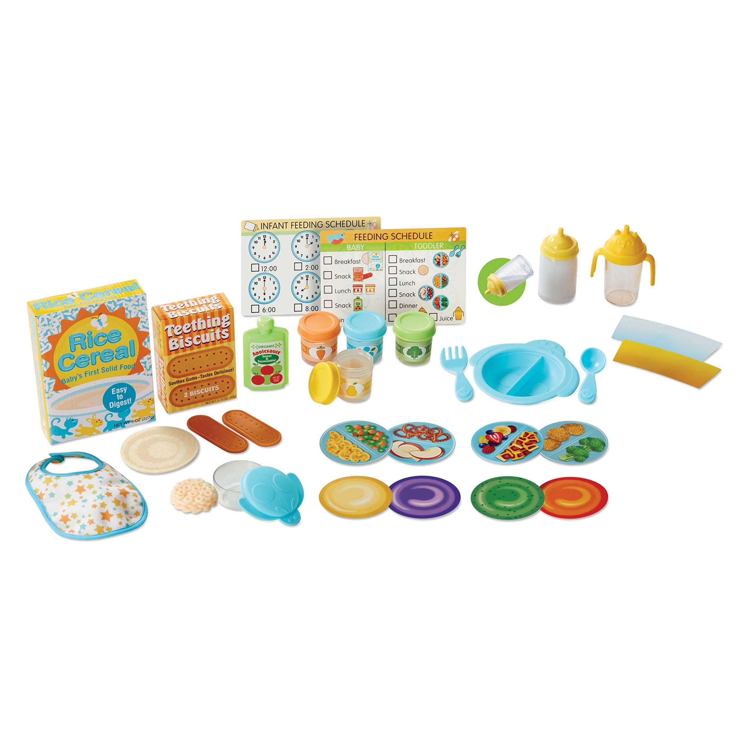 Melissa & Doug Mine to Love Mealtime Play Set for Dolls with Bottle, Pretend Baby Food Jars, Snack Pouch, More (24 pcs)