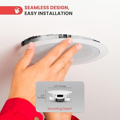 Pyle 6.5'' Home In-Wall / In-Ceiling Speakers, 250W Peak Power, Dual Hi-Fi Stereo Sound, Pivoting Silk Dome Tweeter, Poly Cone Mid-Bass, Adjustable Treble, Stain Resistant Grill, Custom Installations