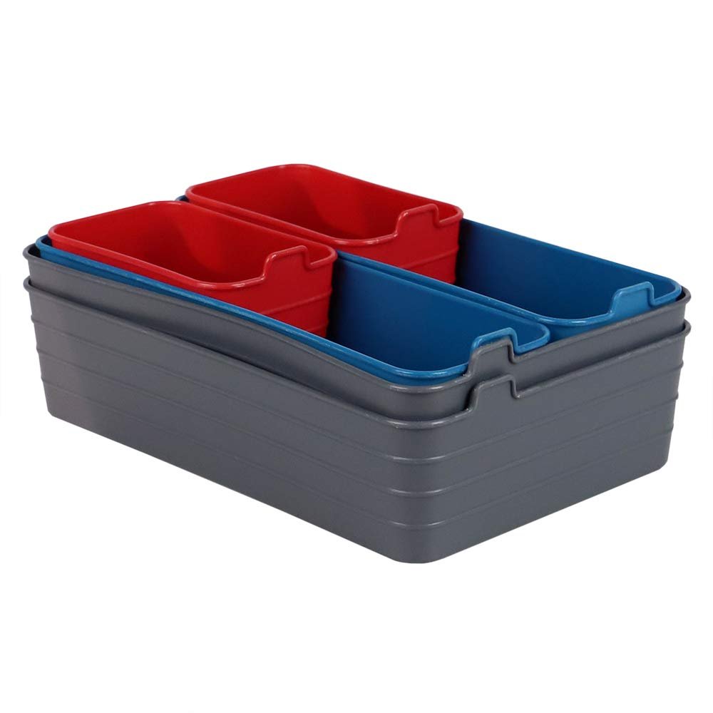 Home Basics Flexible Plastic Drawer Organizer Set, Pack of 6, Multi-color (2)