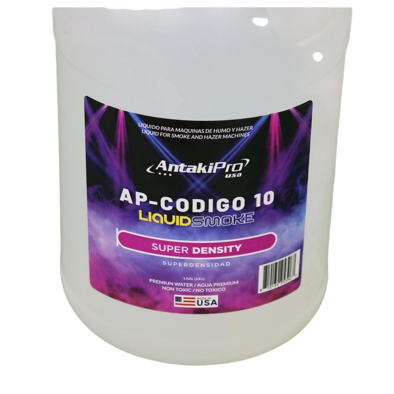 ANTAKIPRO AP-CODIGO10 High Density Fog Juice Long Lasting, Non-Toxic Odorless Water-Based Fog Machine Fluid for All Standard Fog Machines - 1 Gallon